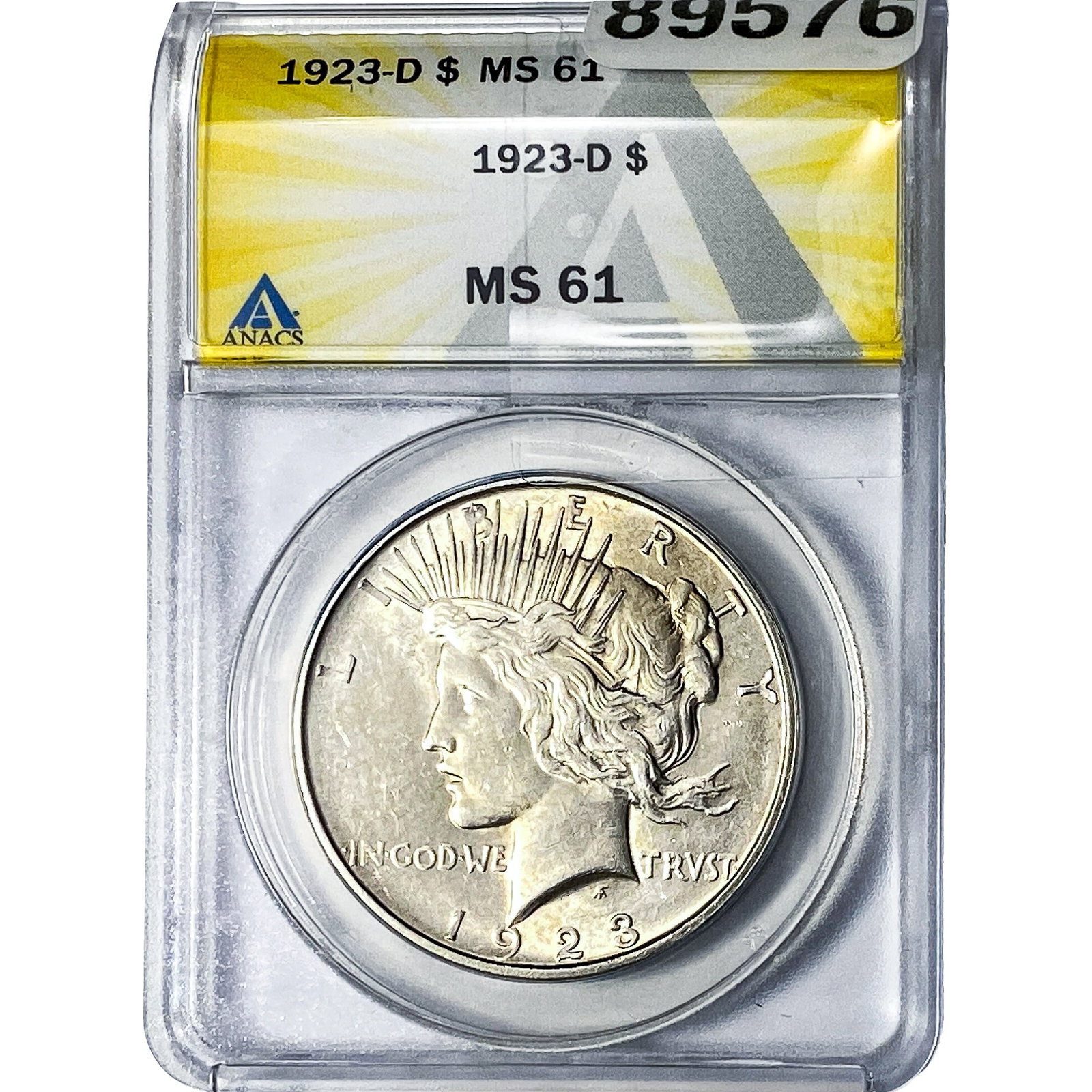 1923-D Silver Peace Dollar ANACS MS61: 1923-D Silver Peace Dollar ANACS MS61