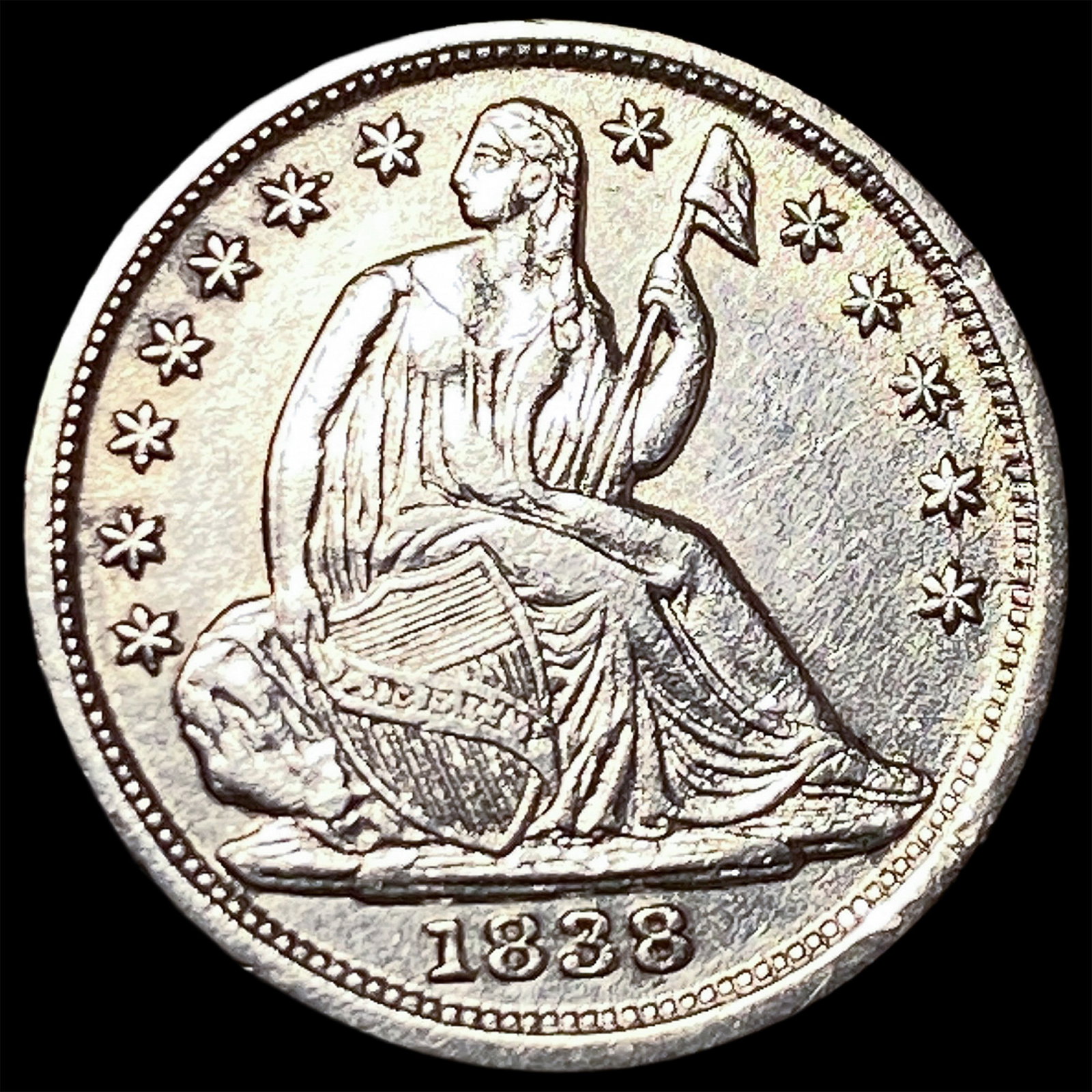 1838 Seated Liberty Half Dime CLOSELY UNCIRCULATED: 1838 Seated Liberty Half Dime CLOSELY UNCIRCULATED