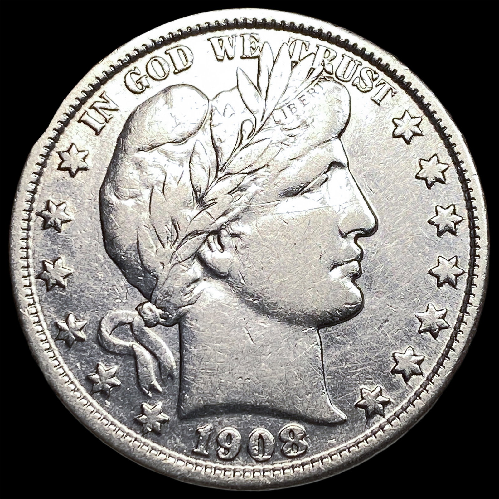 1908-S Silver Barber Half Dollar NEARLY UNCIRCULATED: 1908-S Silver Barber Half Dollar NEARLY UNCIRCULATED