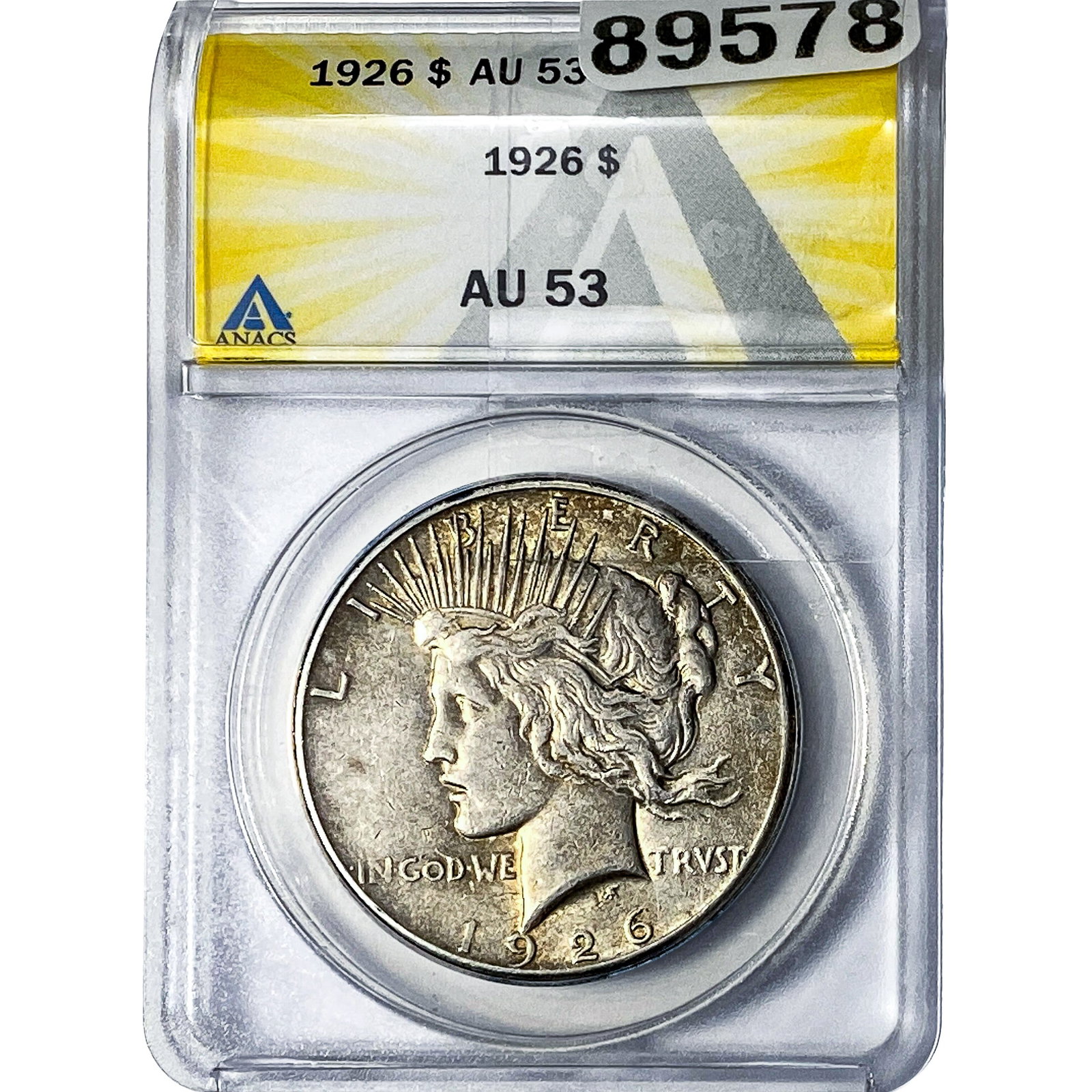 1926 Silver Peace Dollar ANACS AU53: 1926 Silver Peace Dollar ANACS AU53
