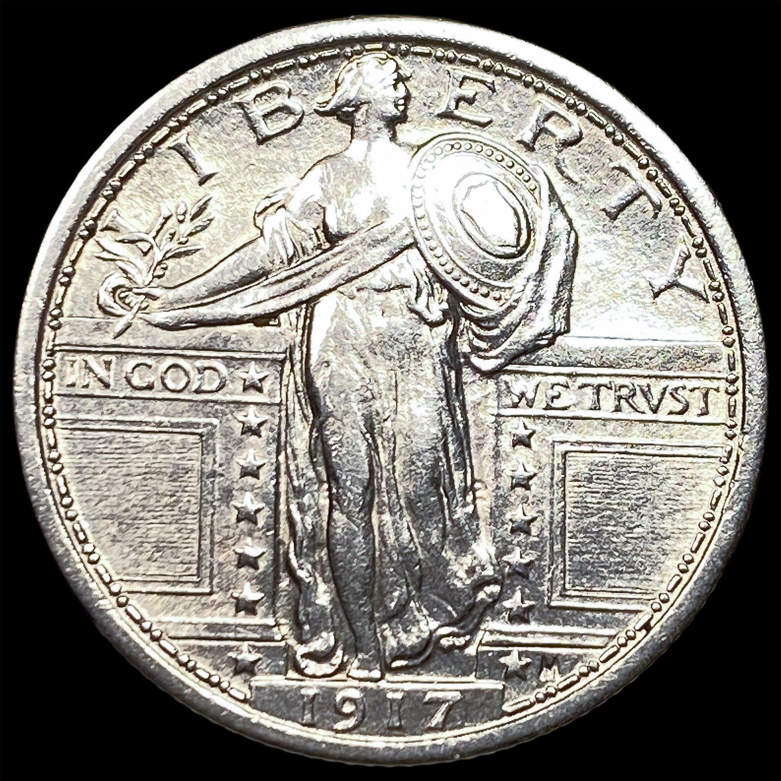 1917 Type 1 Standing Liberty Quarter CLOSELY UNCIRCULATED: 1917 Type 1 Standing Liberty Quarter CLOSELY UNCIRCULATED