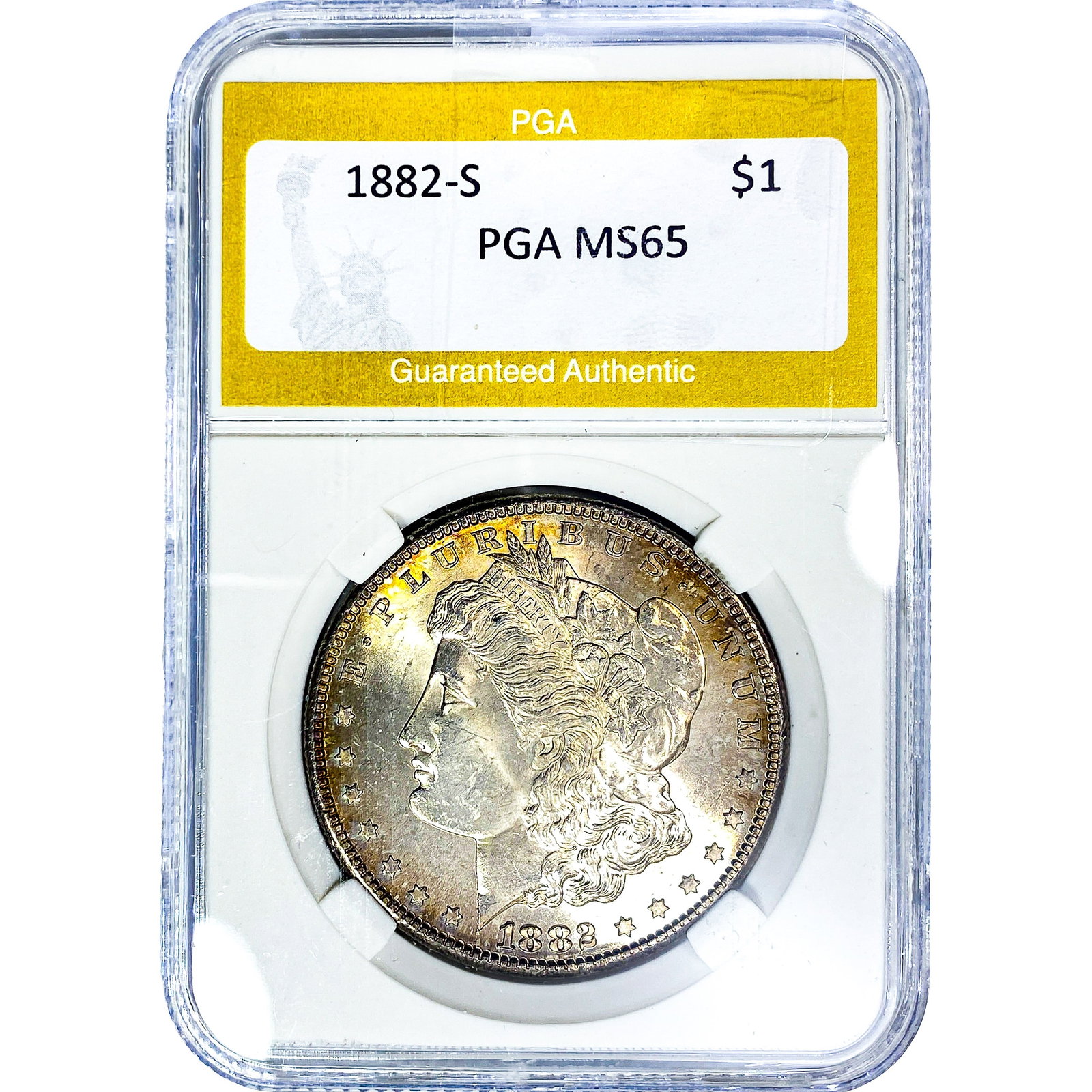 1882-S Morgan Silver Dollar PGA MS65: 1882-S Morgan Silver Dollar PGA MS65