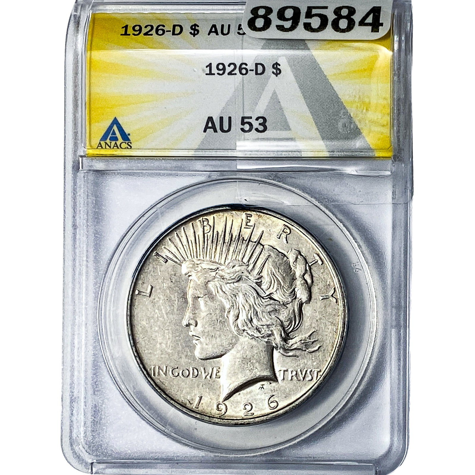 1926-D Silver Peace Dollar ANACS AU53: 1926-D Silver Peace Dollar ANACS AU53
