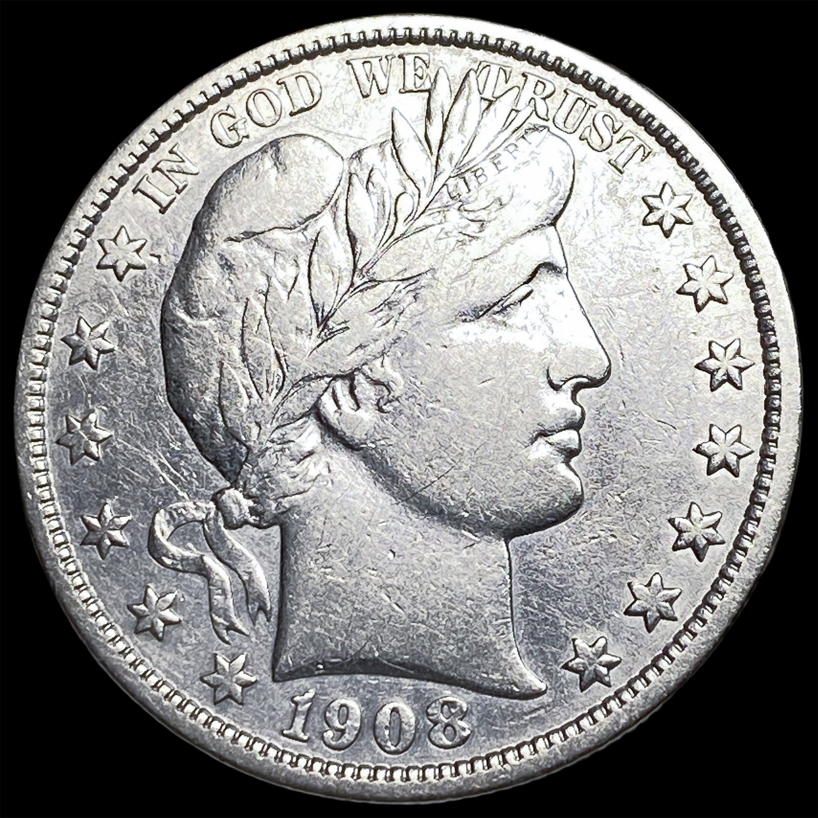 1908-D Silver Barber Half Dollar NEARLY UNCIRCULATED: 1908-D Silver Barber Half Dollar NEARLY UNCIRCULATED