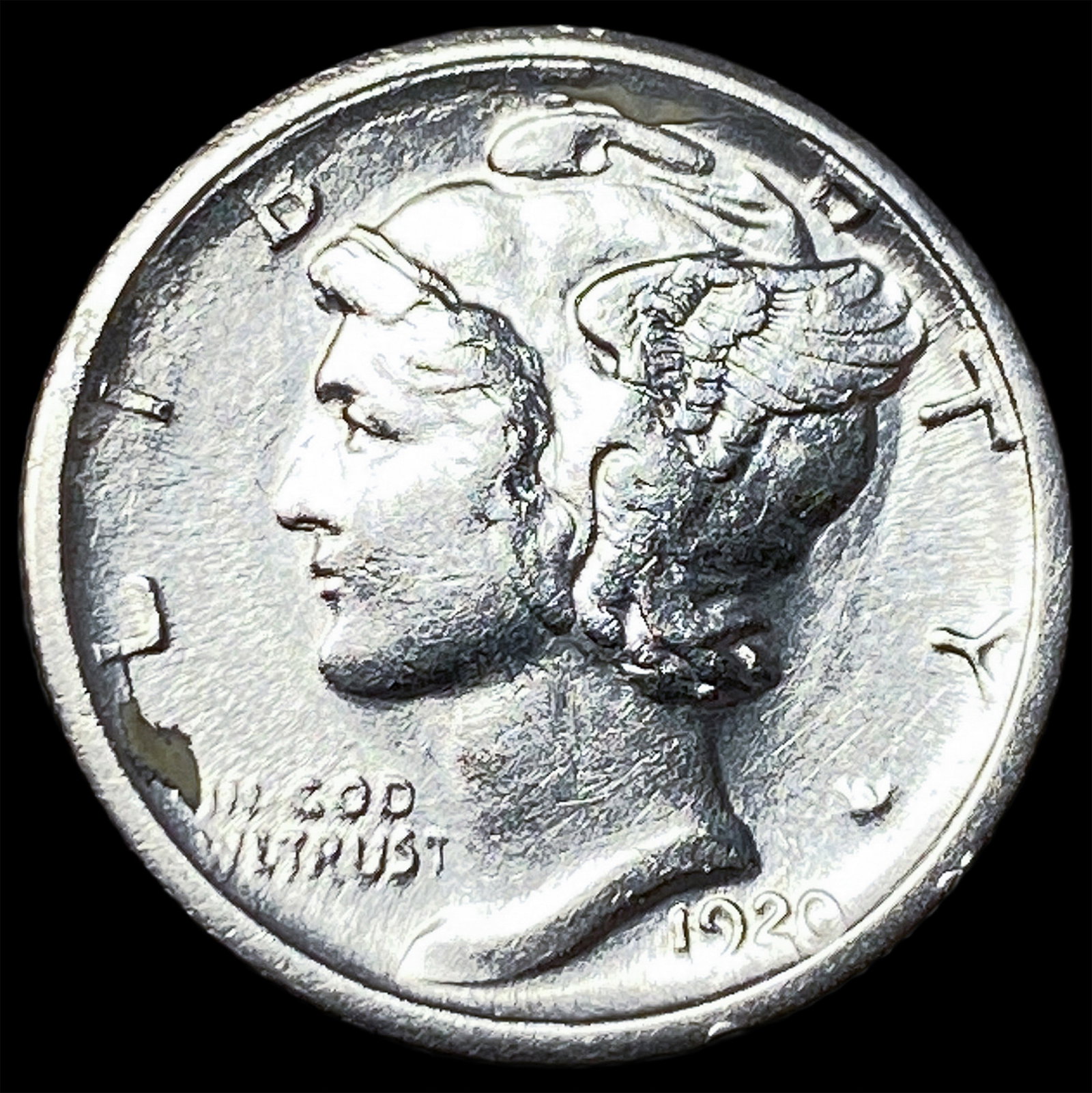 1920-S Silver Mercury Dime CLOSELY UNCIRCULATED (1 of 2)