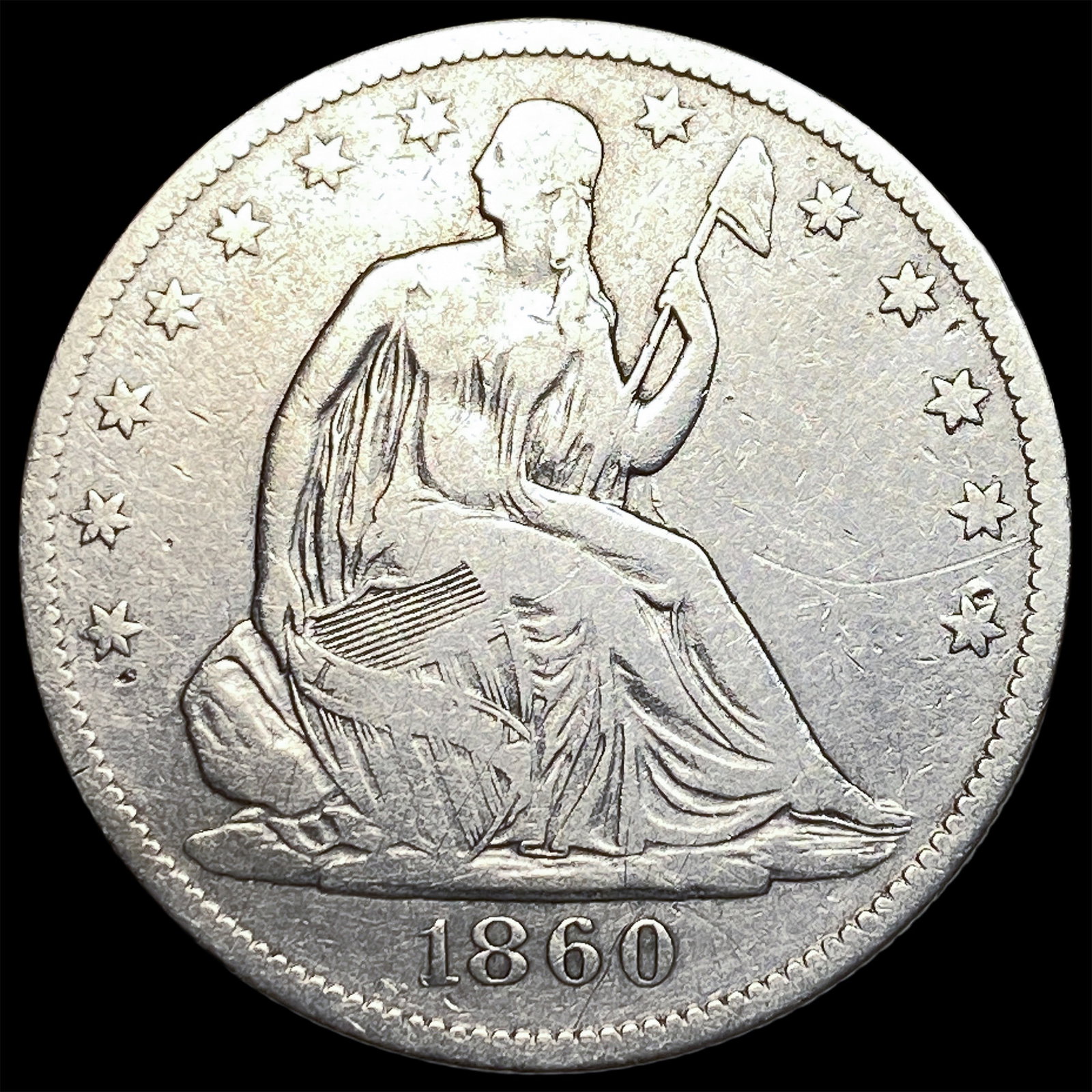 1860-O Silver Seated Liberty Half Dollar LIGHTLY CIRCULATED: 1860-O Silver Seated Liberty Half Dollar LIGHTLY CIRCULATED