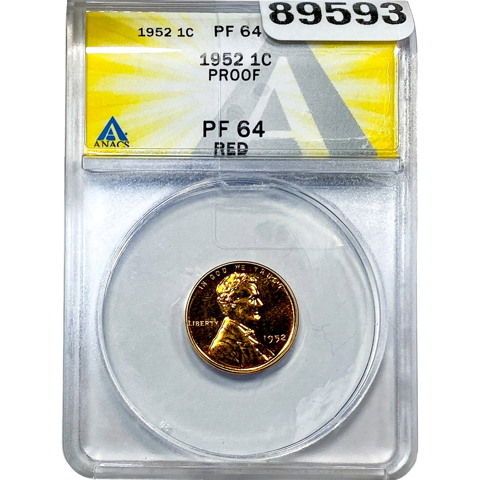 1952 Wheat Cent ANACS PF64 RED: 1952 Wheat Cent ANACS PF64 RED