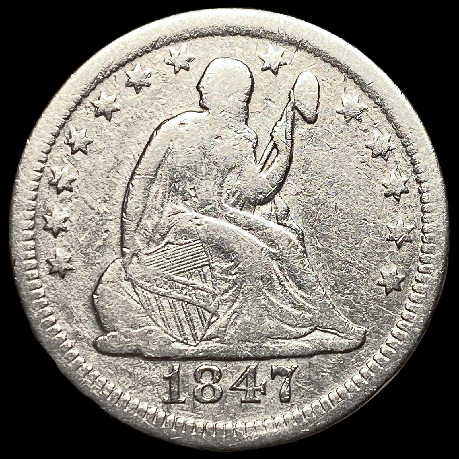 1847-O Silver Seated Liberty Quarter LIGHTLY CIRCULATED: 1847-O Silver Seated Liberty Quarter LIGHTLY CIRCULATED