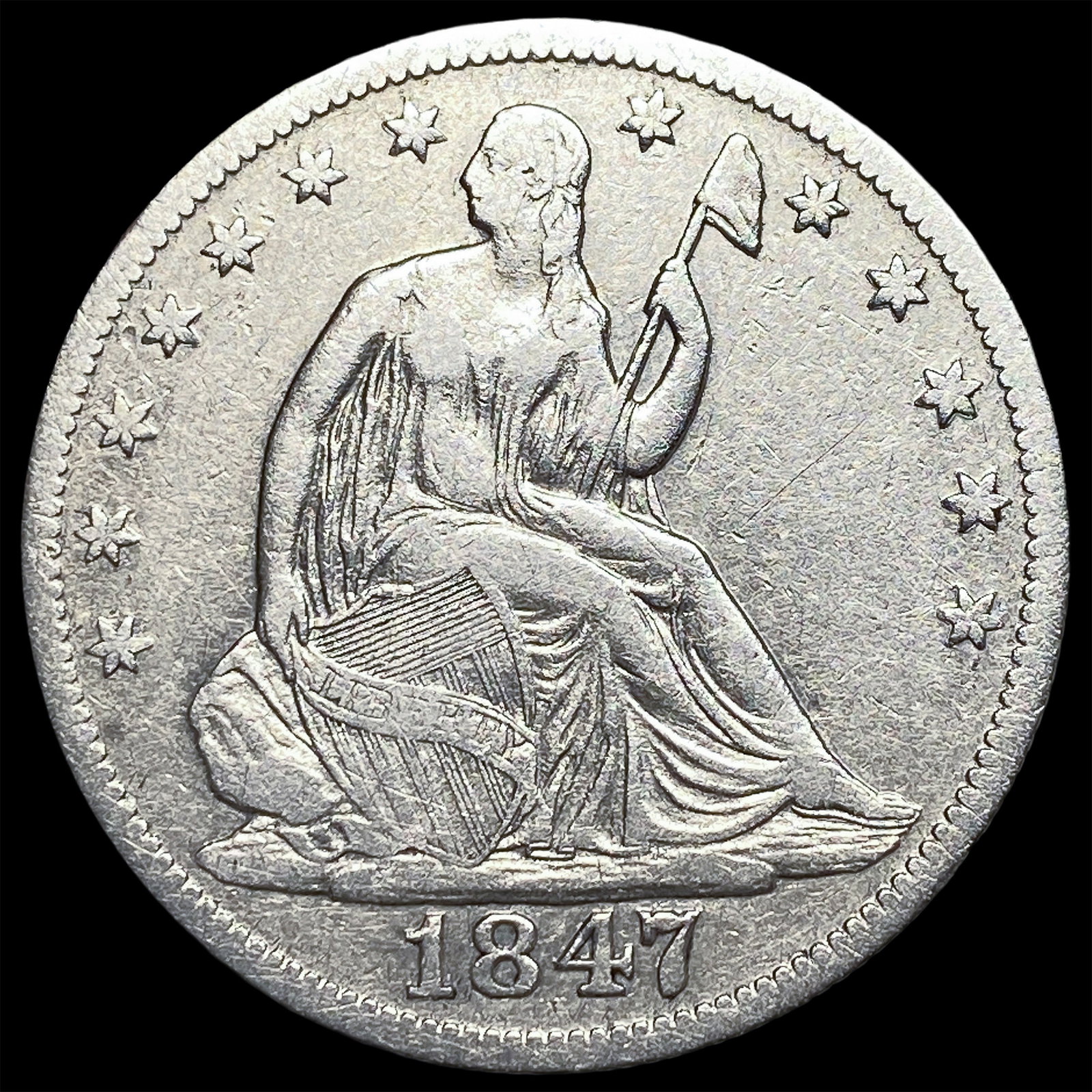 1847-O Silver Seated Liberty Half Dollar ABOUT UNCIRCULATED (1 of 2)