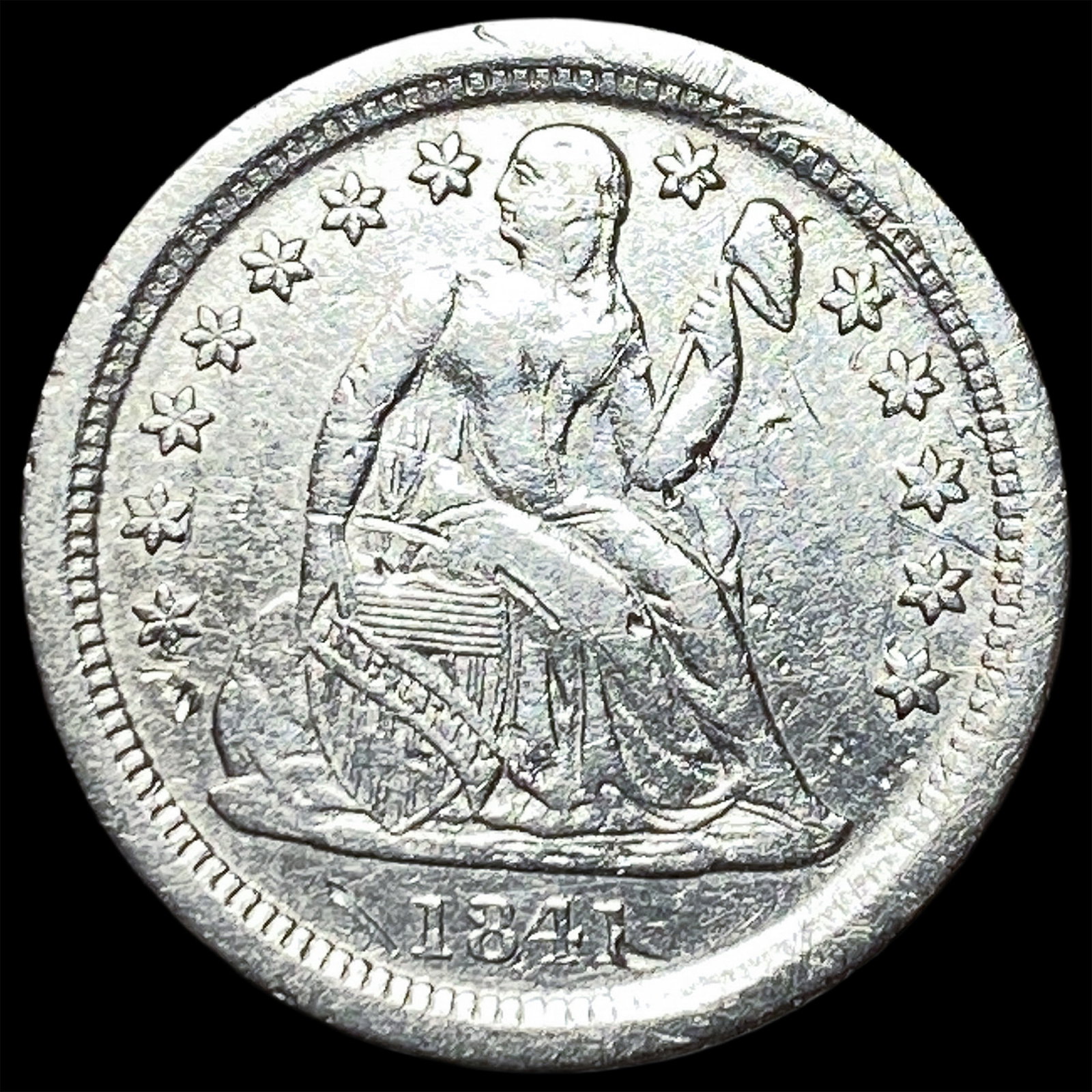 1841-O Silver Seated Liberty Dime NICELY CIRCULATED: 1841-O Silver Seated Liberty Dime NICELY CIRCULATED