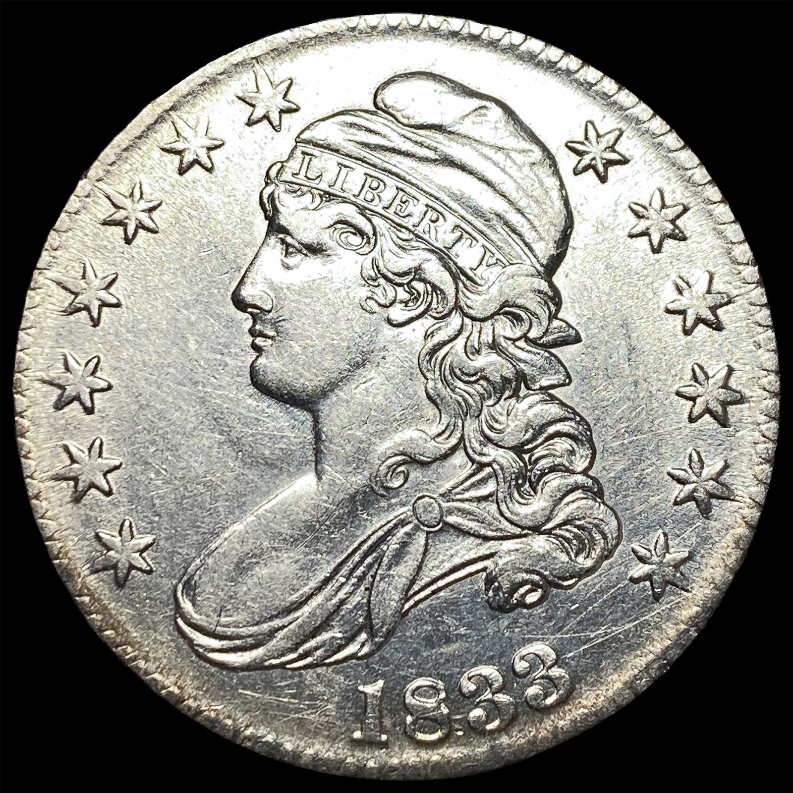1833 Silver Capped Bust Half Dollar CHOICE AU: 1833 Silver Capped Bust Half Dollar CHOICE AU