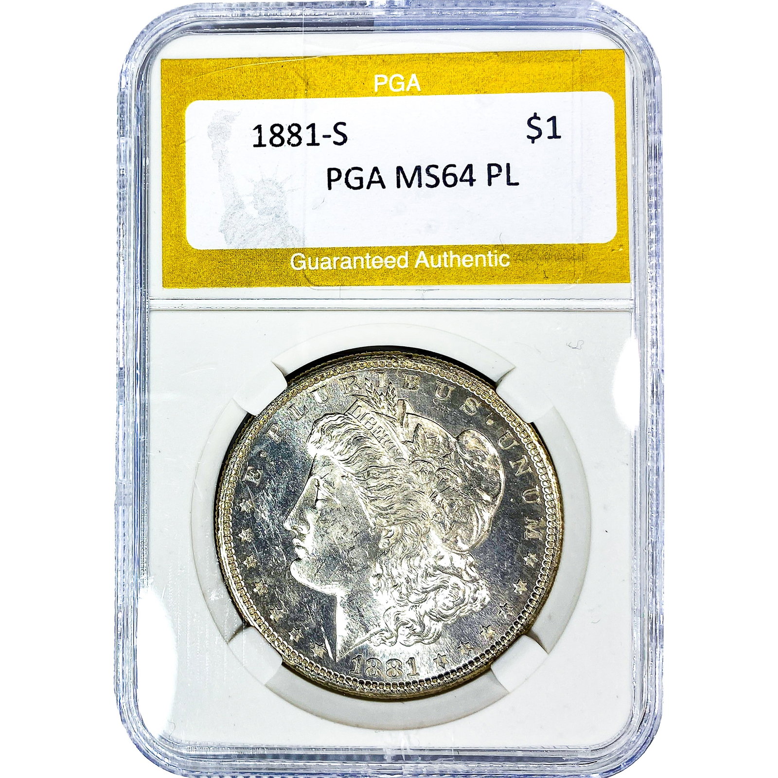 1881-S Morgan Silver Dollar PGA MS64 PL: 1881-S Morgan Silver Dollar PGA MS64 PL