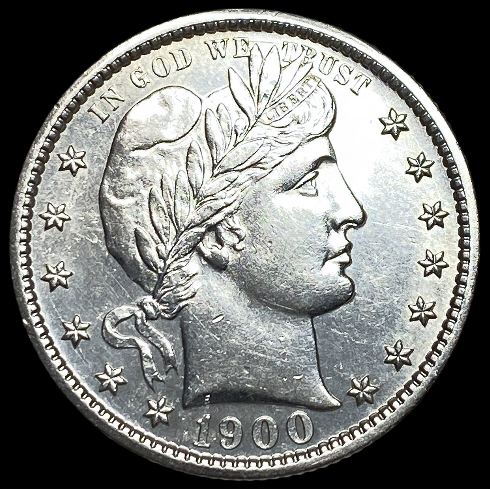 1900-S Silver Barber Quarter UNCIRCULATED: 1900-S Silver Barber Quarter UNCIRCULATED
