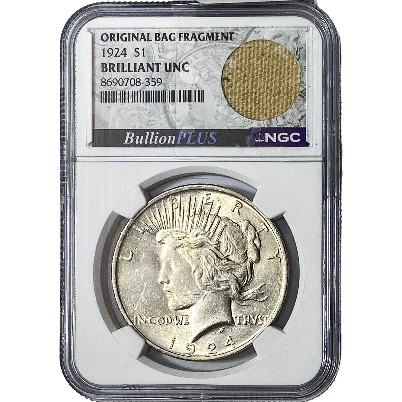 1924 Silver Peace Dollar NGC Brilliant Unc: 1924 Silver Peace Dollar NGC Brilliant Unc