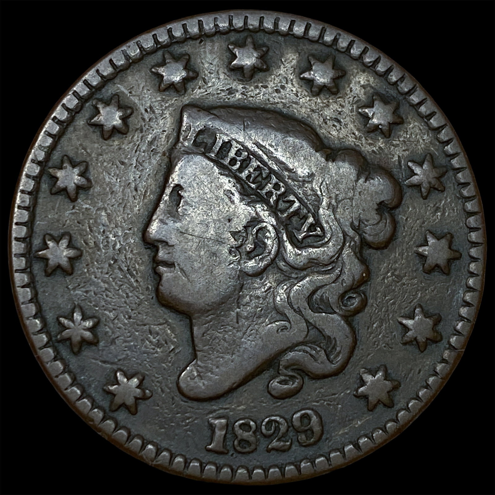 1829 Coronet Head Large Cent LIGHTLY CIRCULATED: 1829 Coronet Head Large Cent LIGHTLY CIRCULATED