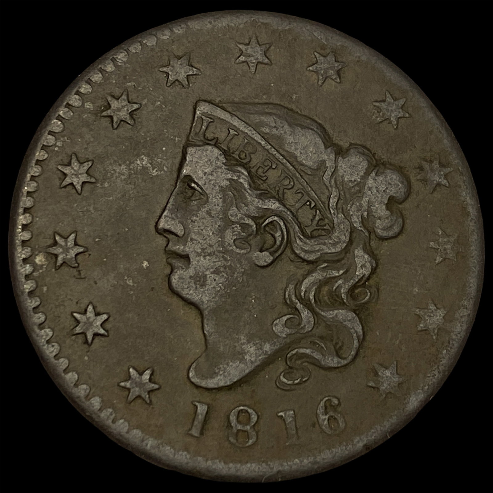 1816 Coronet Head Large Cent ABOUT UNCIRCULATED: 1816 Coronet Head Large Cent ABOUT UNCIRCULATED