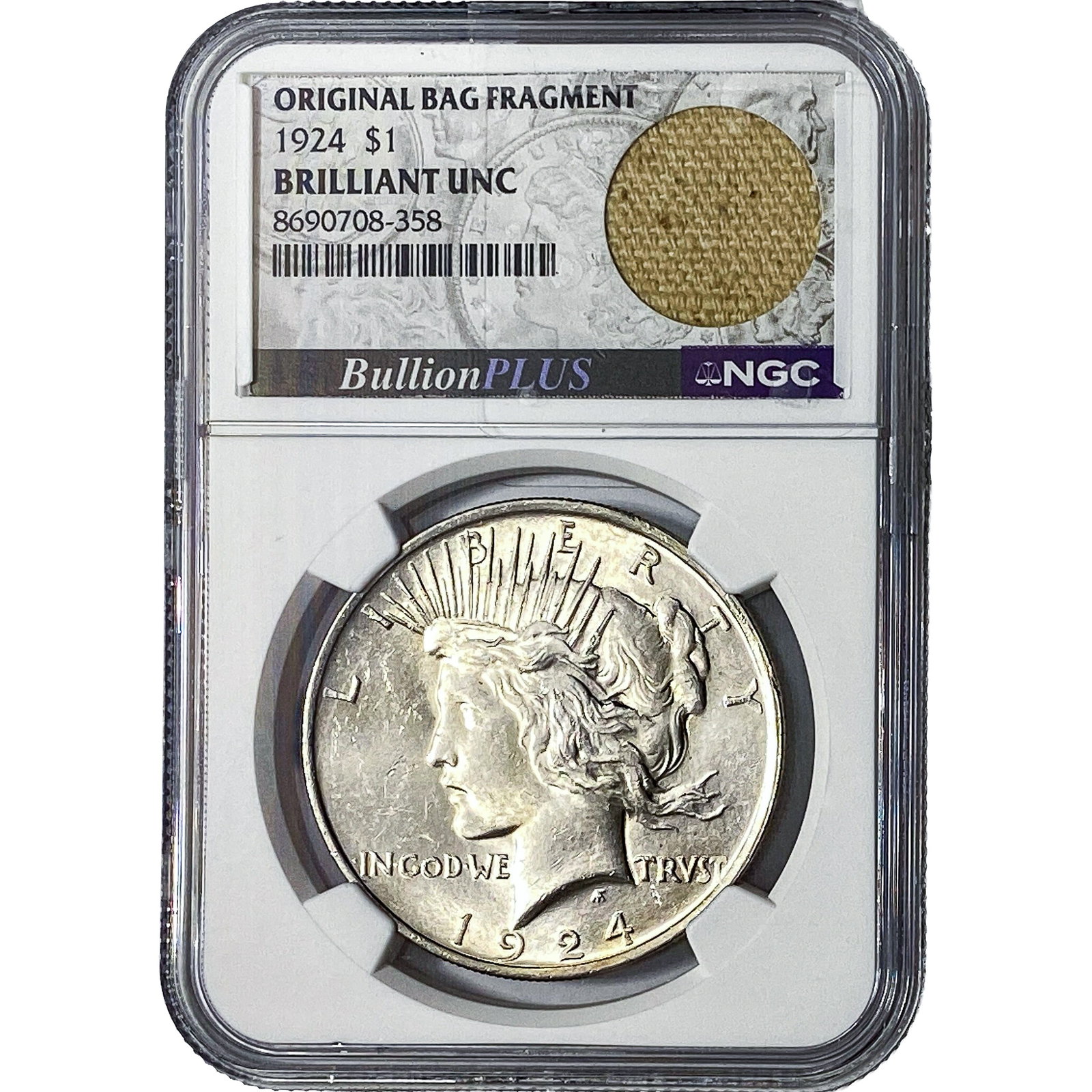 1924 Silver Peace Dollar NGC Brilliant Unc: 1924 Silver Peace Dollar NGC Brilliant Unc