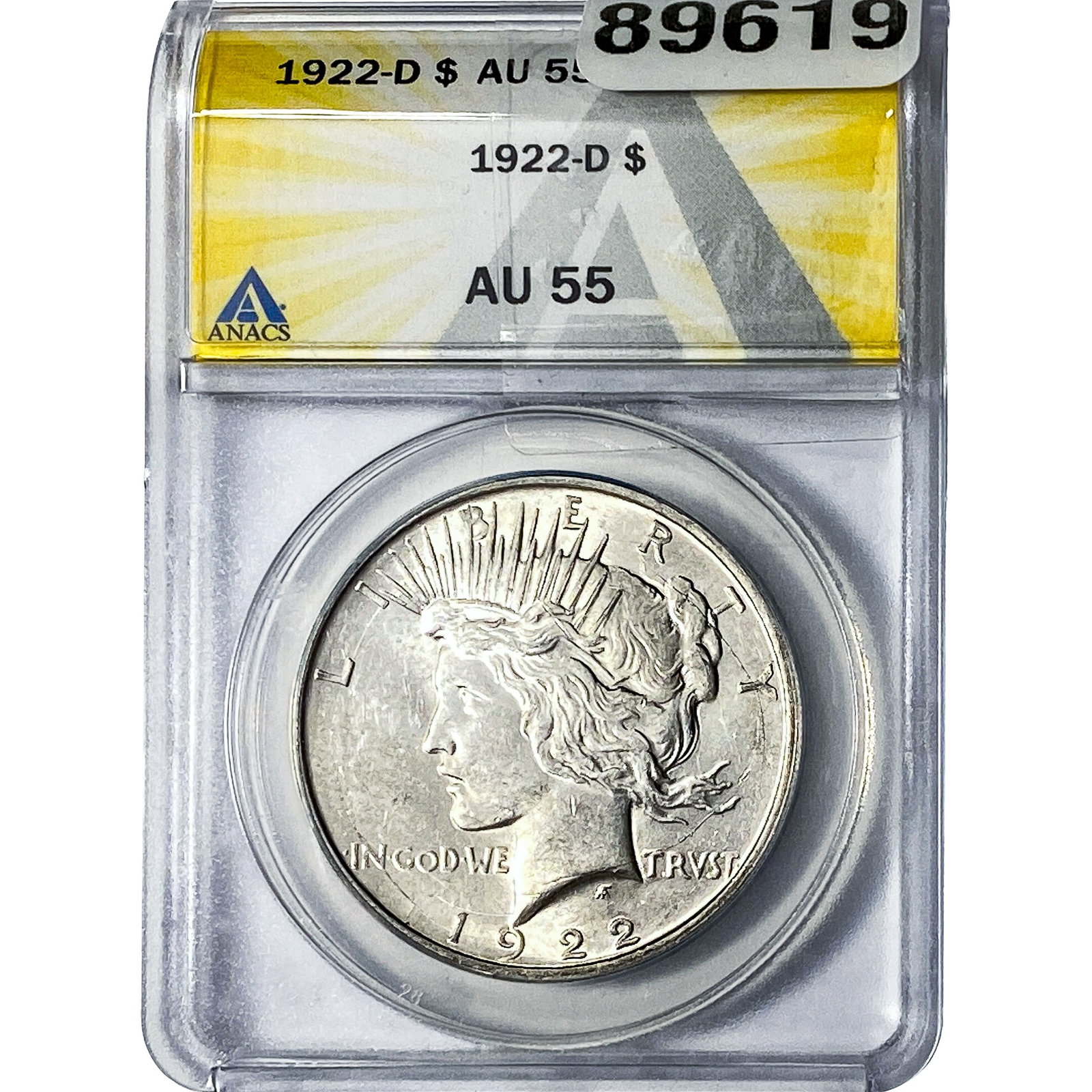 1922-D Silver Peace Dollar ANACS AU55: 1922-D Silver Peace Dollar ANACS AU55