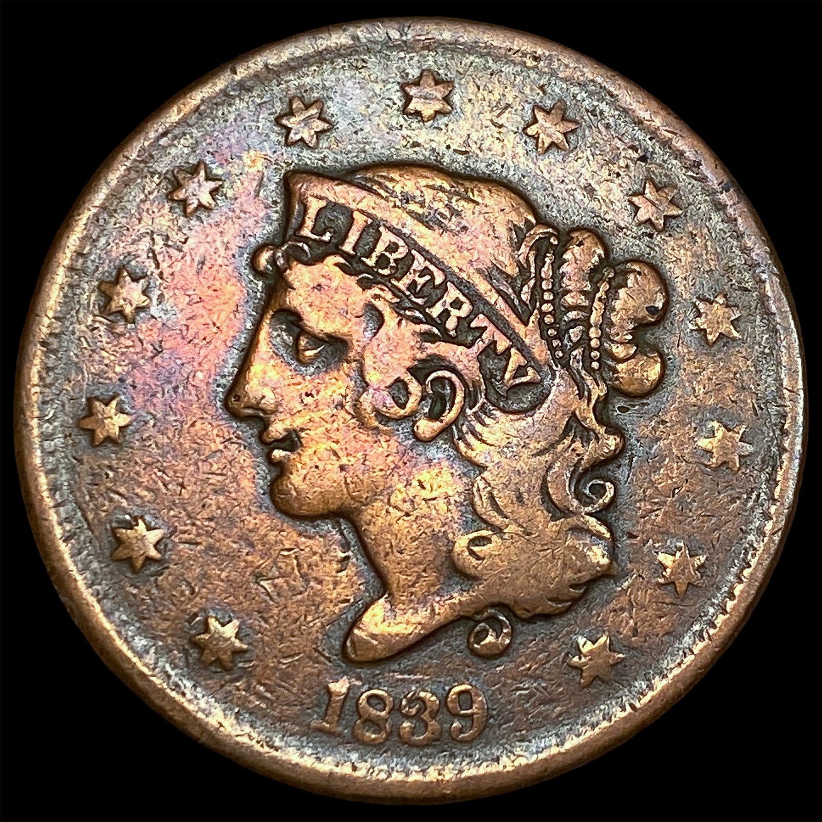 1839 Braided Hair Large Cent LIGHTLY CIRCULATED (1 of 2)
