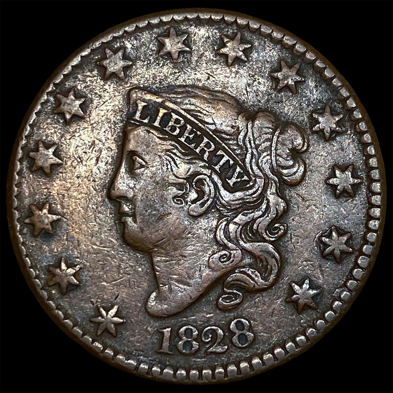 1828 Coronet Head Large Cent NEARLY UNCIRCULATED: 1828 Coronet Head Large Cent NEARLY UNCIRCULATED