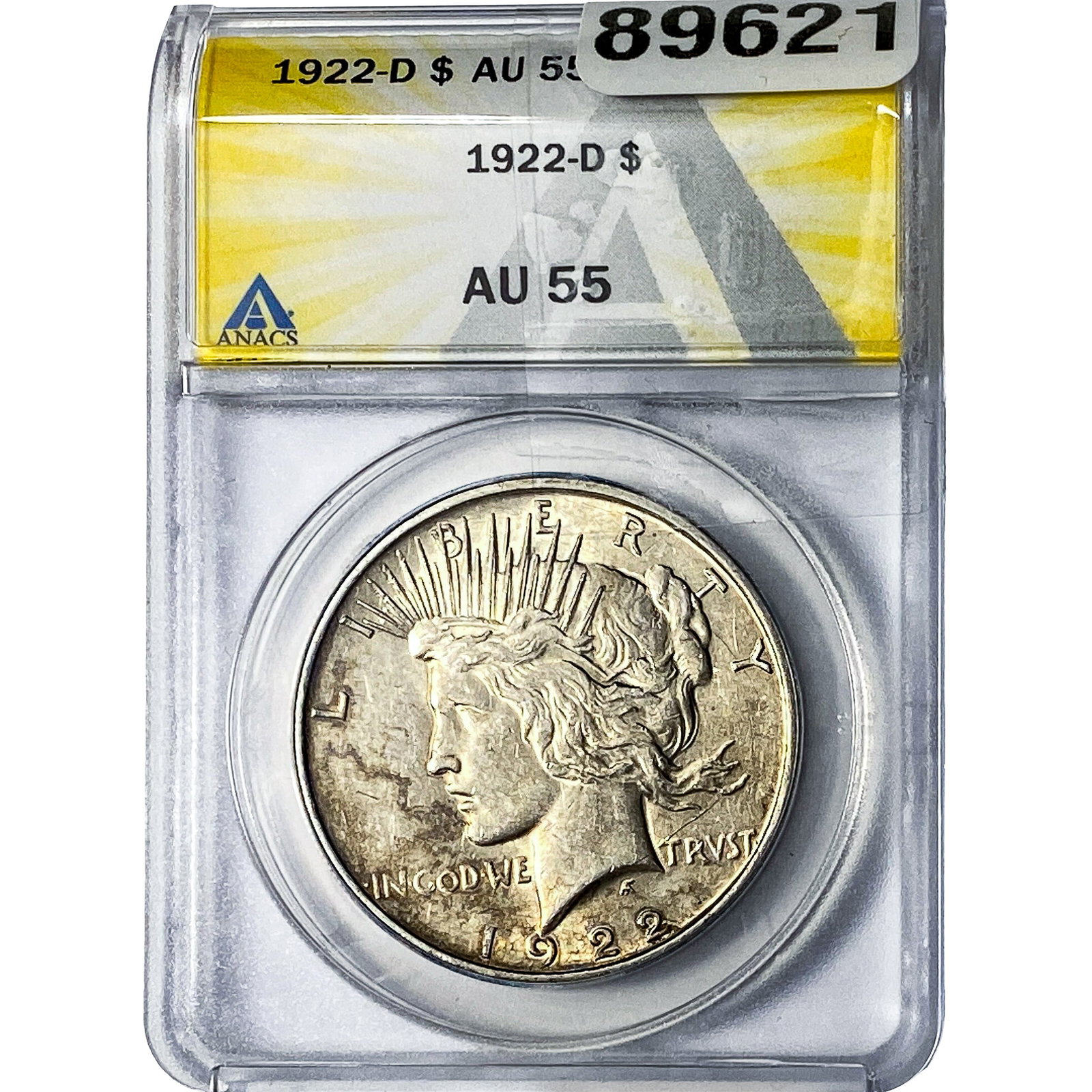 1922-D Silver Peace Dollar ANACS AU55: 1922-D Silver Peace Dollar ANACS AU55