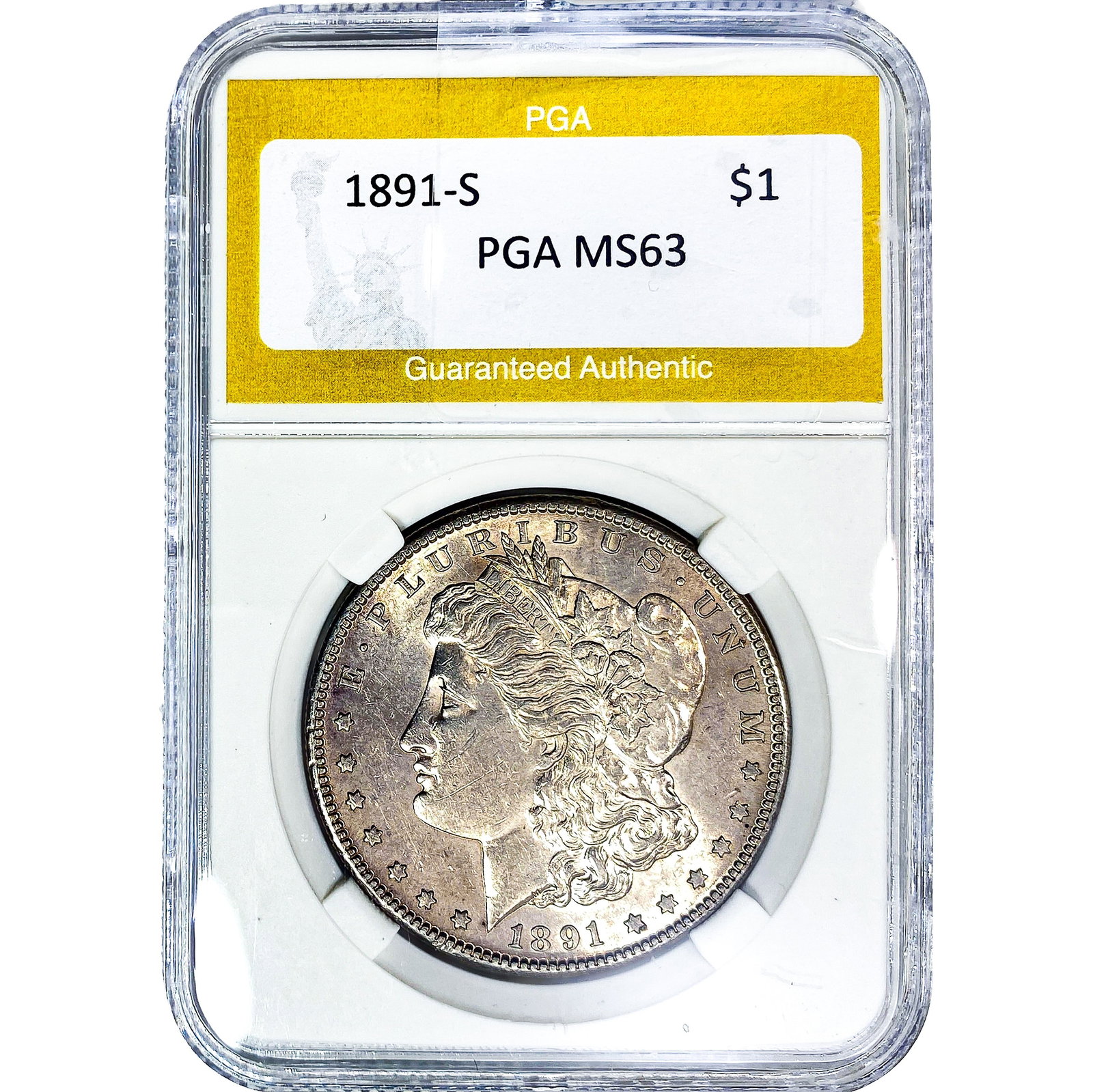 1891-S Morgan Silver Dollar PGA MS63: 1891-S Morgan Silver Dollar PGA MS63