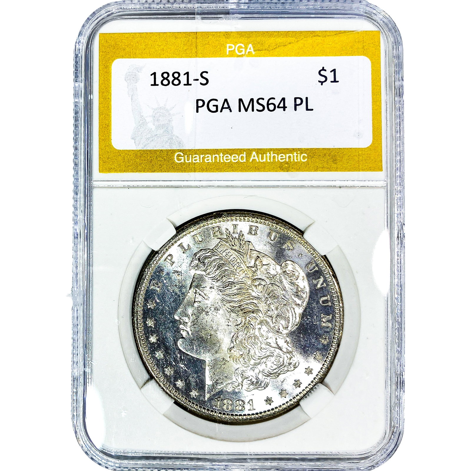 1881-S Morgan Silver Dollar PGA MS64 PL: 1881-S Morgan Silver Dollar PGA MS64 PL