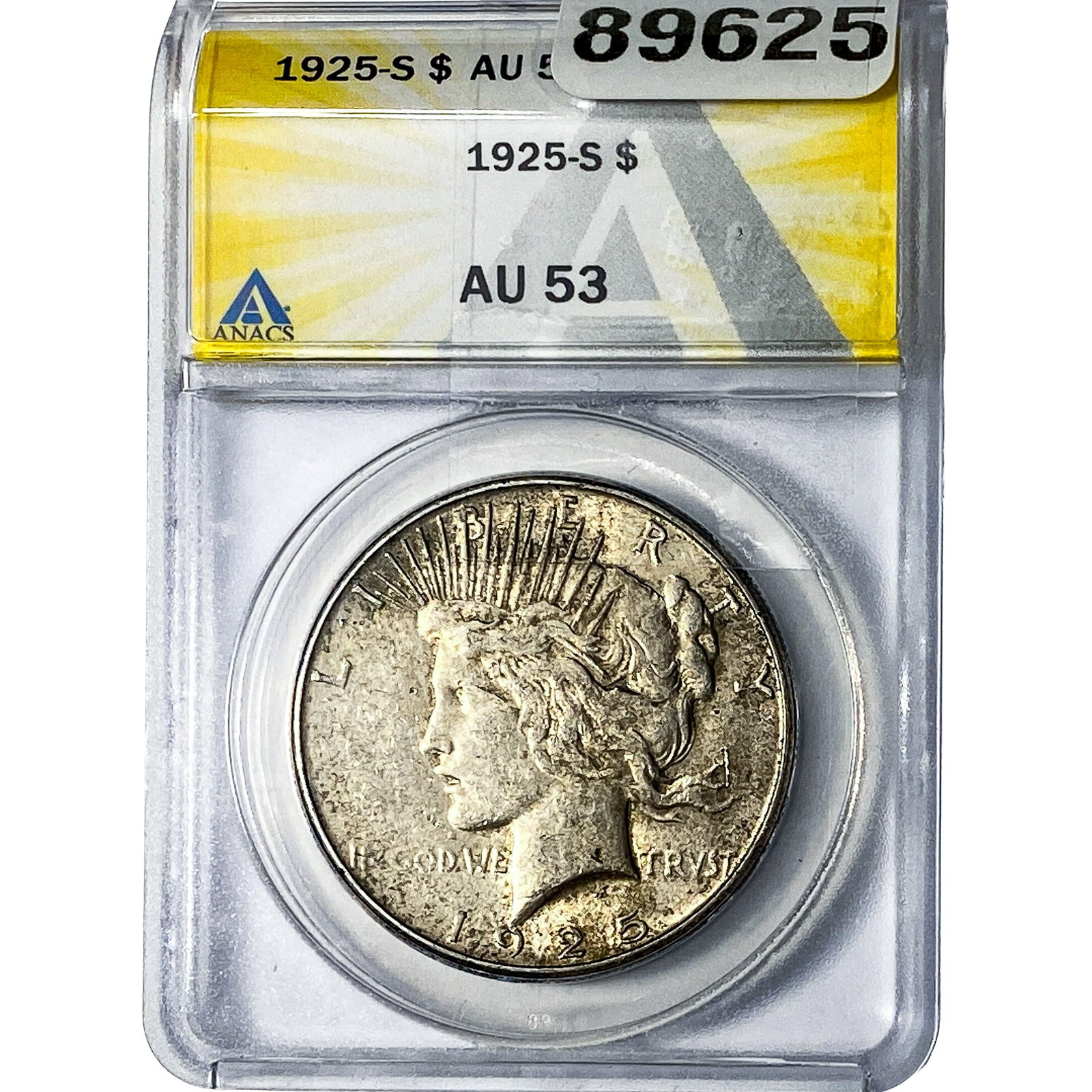 1925-S Silver Peace Dollar ANACS AU53: 1925-S Silver Peace Dollar ANACS AU53