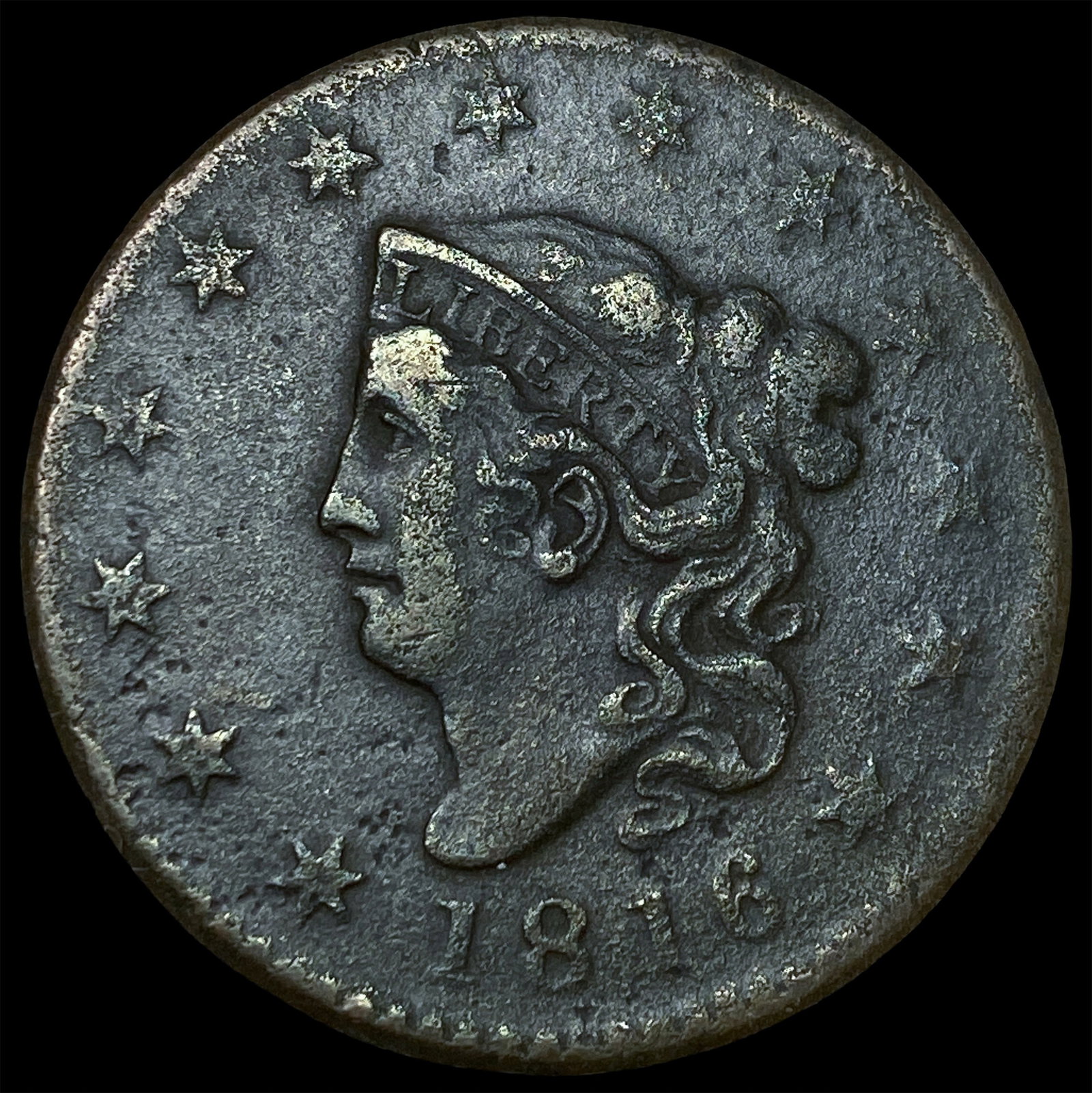 1816 Coronet Head Large Cent NEARLY UNCIRCULATED: 1816 Coronet Head Large Cent NEARLY UNCIRCULATED