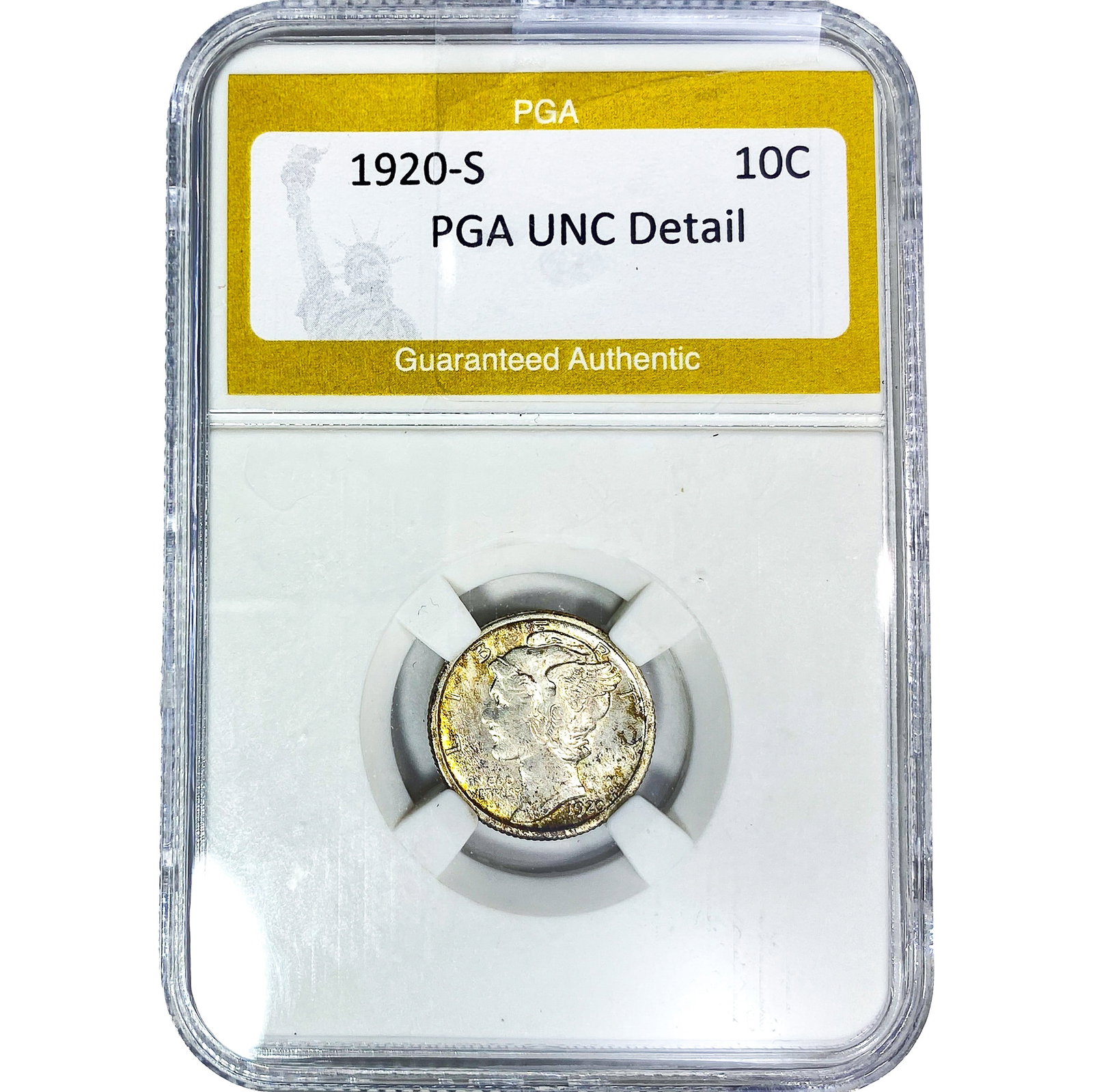 1920-S Mercury Silver Dime PGA UNC Detail: 1920-S Mercury Silver Dime PGA UNC Detail