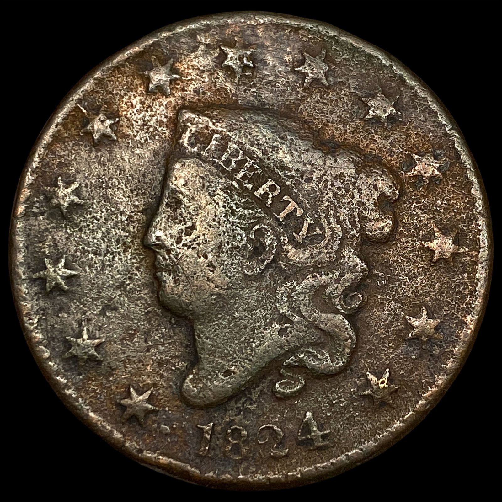 1824 Coronet Head Large Cent LIGHTLY CIRCULATED: 1824 Coronet Head Large Cent LIGHTLY CIRCULATED