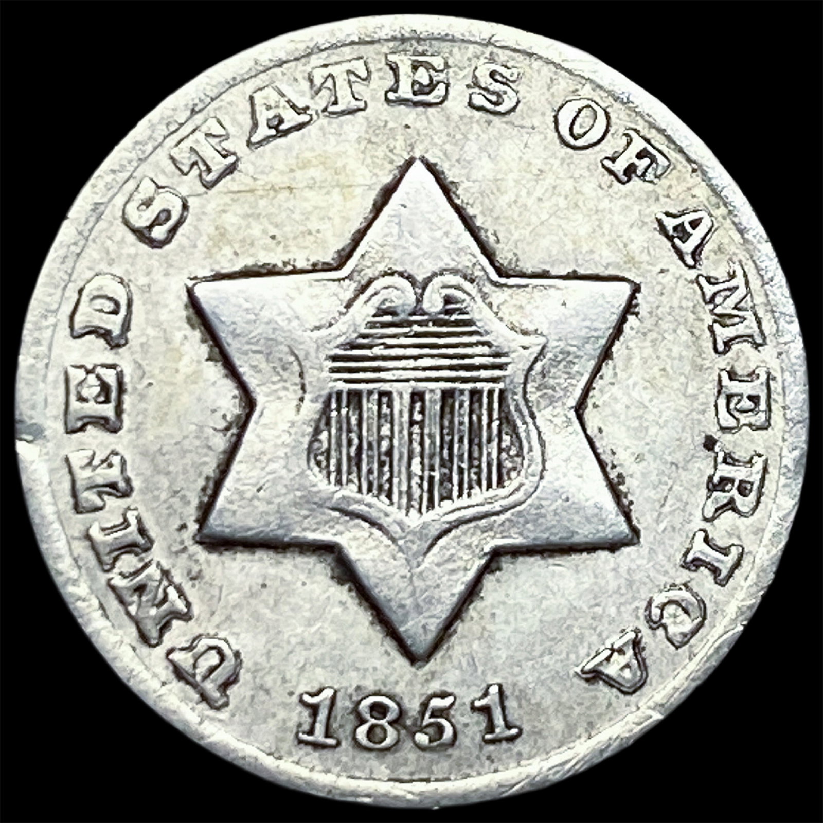 1851-O Silver Three-Cent Piece CLOSELY UNCIRCULATED (1 of 2)