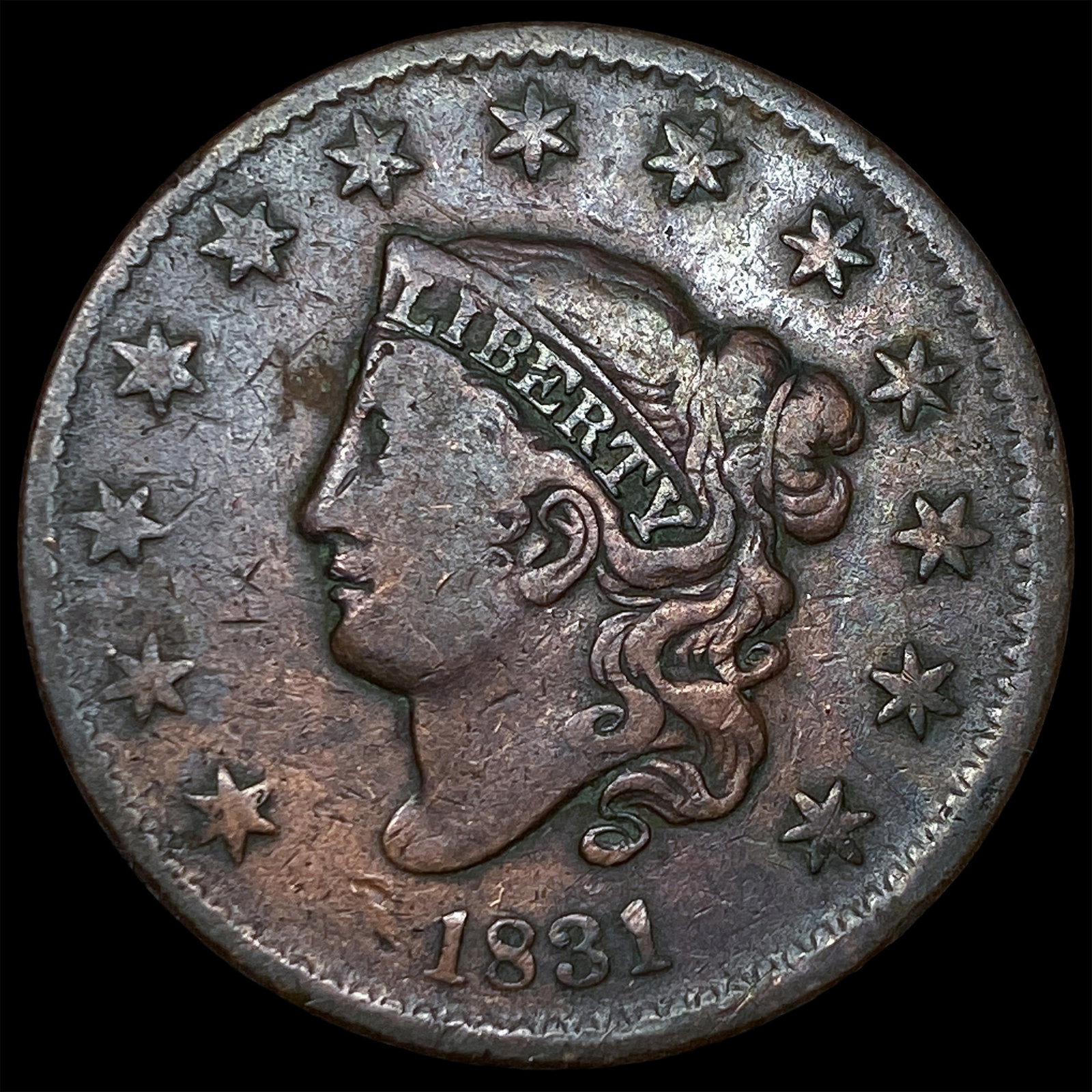1831 Coronet Head Large Cent ABOUT UNCIRCULATED: 1831 Coronet Head Large Cent ABOUT UNCIRCULATED