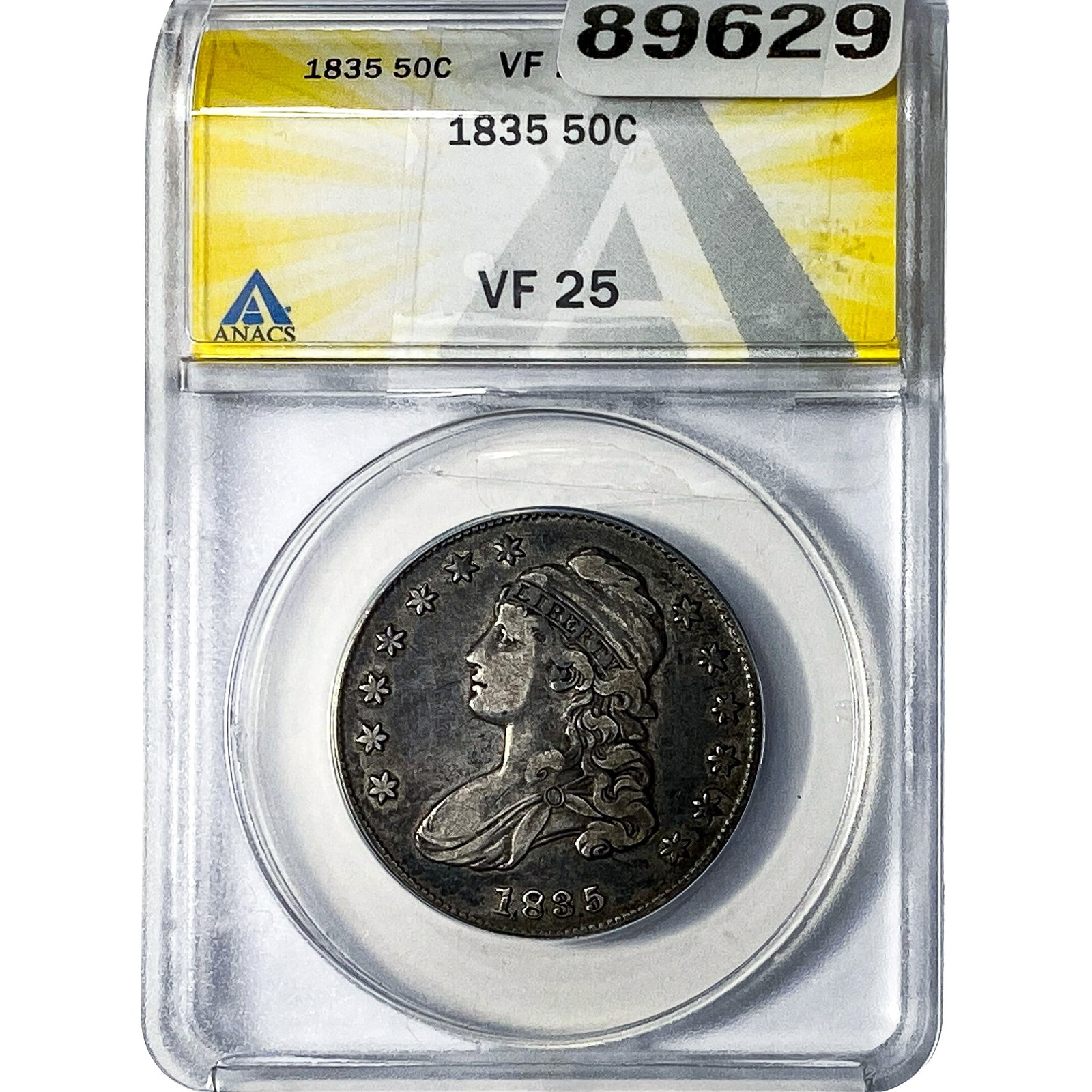 1835 Capped Bust Half Dollar ANACS VF25: 1835 Capped Bust Half Dollar ANACS VF25