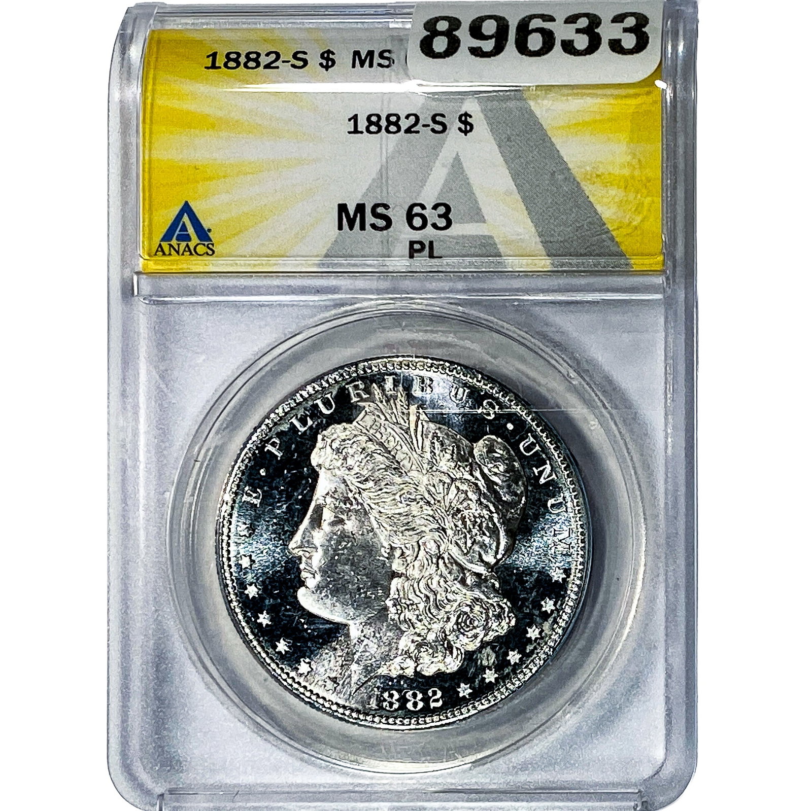 1882-S Morgan Silver Dollar ANACS MS63 PL: 1882-S Morgan Silver Dollar ANACS MS63 PL