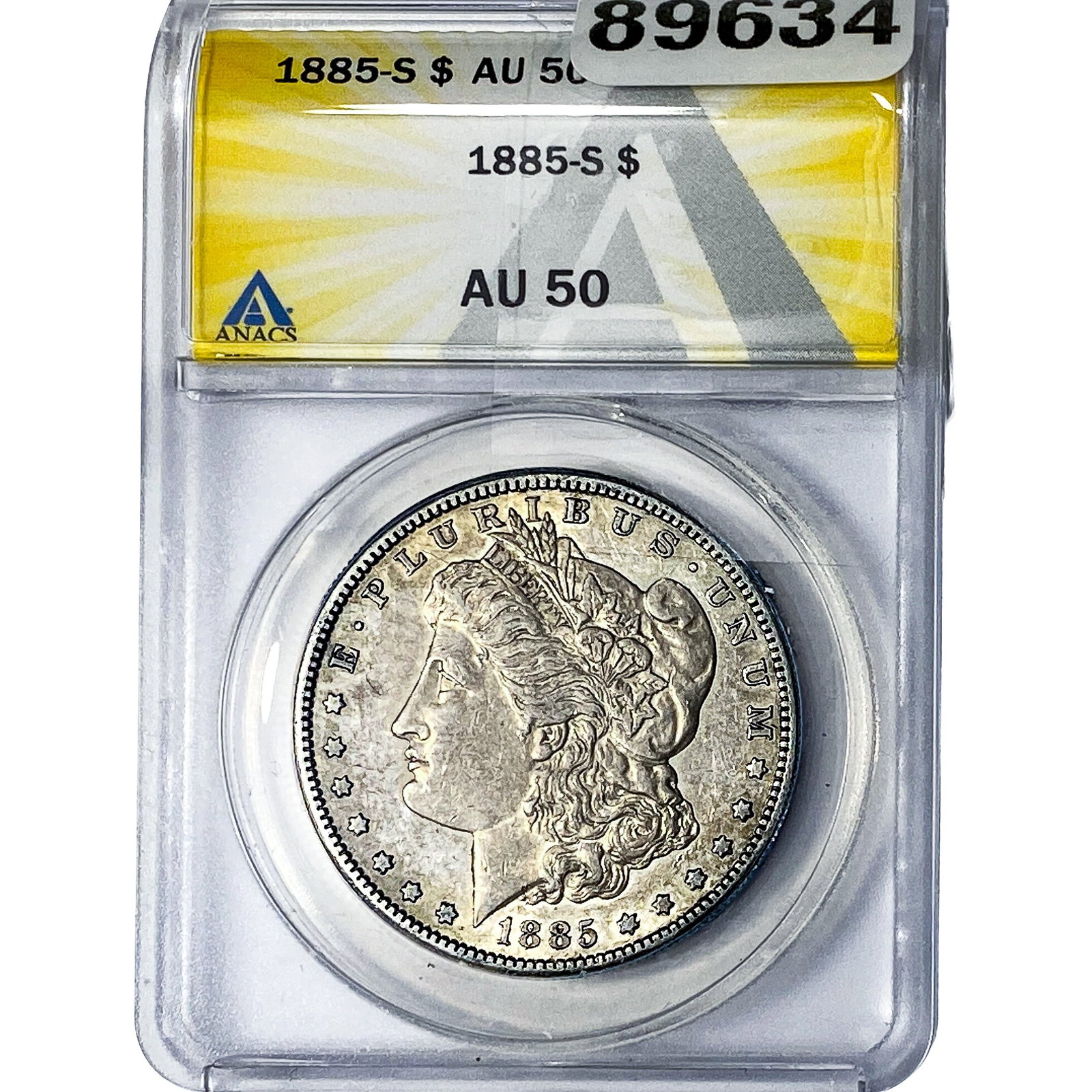 1885-S Morgan Silver Dollar ANACS AU50: 1885-S Morgan Silver Dollar ANACS AU50