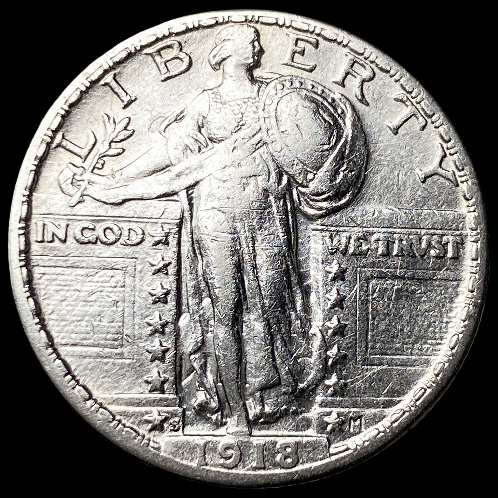 1918-S Standing Liberty Quarter NEARLY UNCIRCULATED: 1918-S Standing Liberty Quarter NEARLY UNCIRCULATED