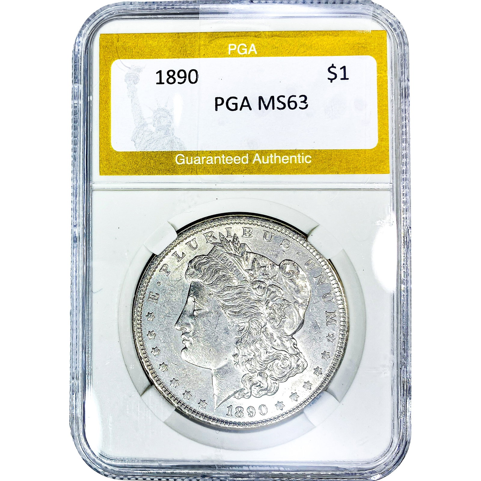 1890 Morgan Silver Dollar PGA MS63: 1890 Morgan Silver Dollar PGA MS63
