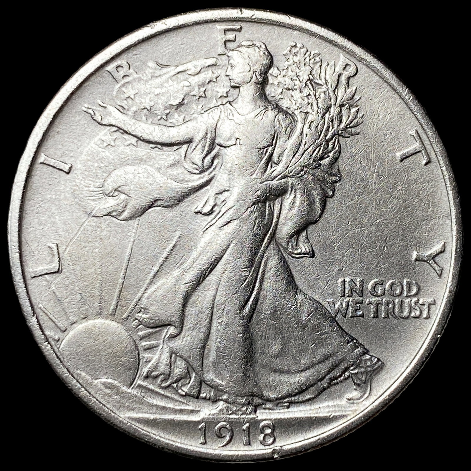 1918 Silver Walking Liberty Half Dollar NEARLY UNCIRCULATED: 1918 Silver Walking Liberty Half Dollar NEARLY UNCIRCULATED
