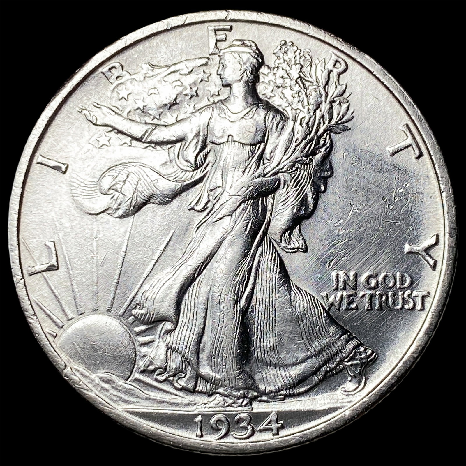1934-S Silver Walking Liberty Half Dollar CHOICE AU: 1934-S Silver Walking Liberty Half Dollar CHOICE AU