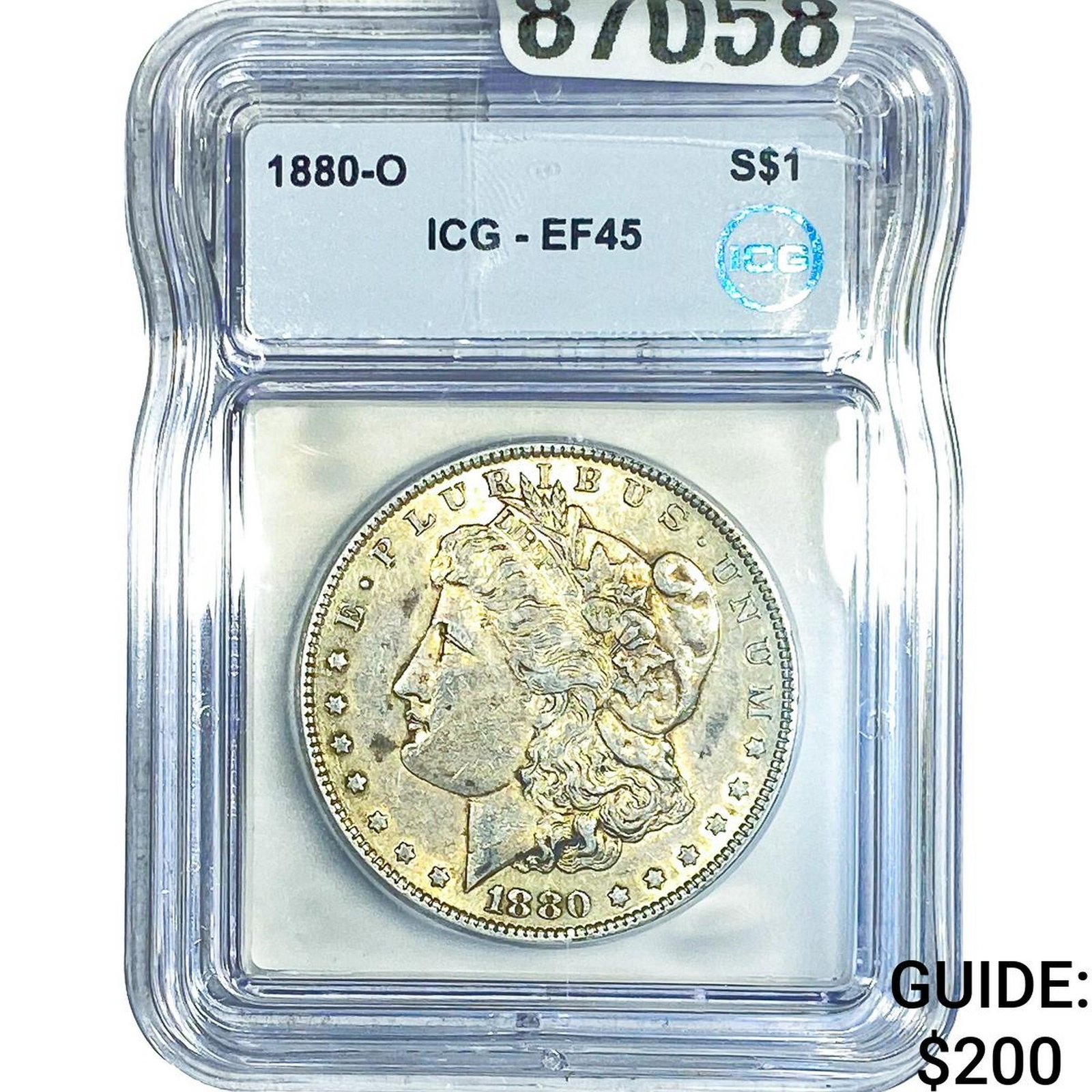 1880-O Morgan Silver Dollar ICG EF45: 1880-O Morgan Silver Dollar ICG EF45