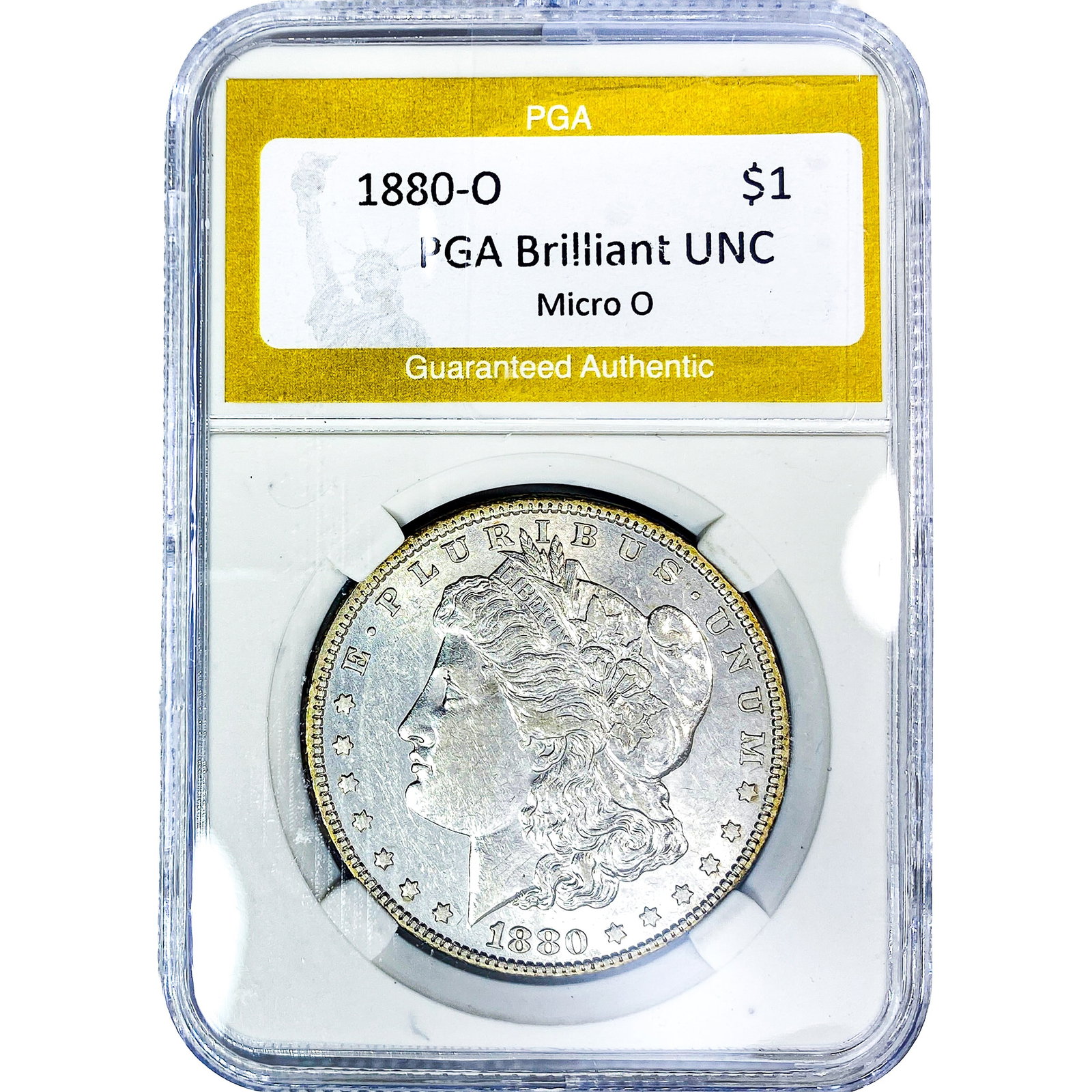 1880-O Morgan Silver Dollar PGA Brilliant UNC Micro O (1 of 2)
