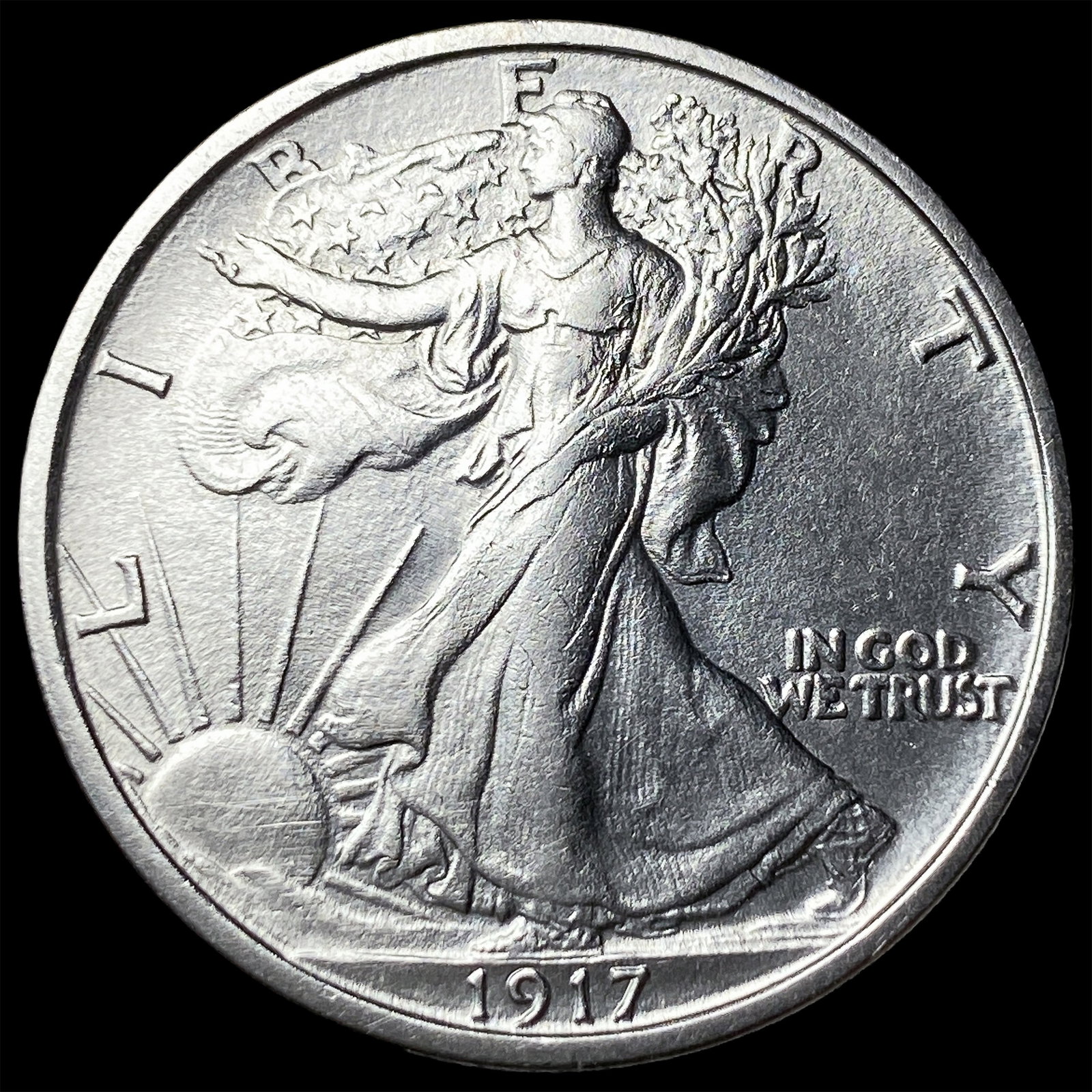 1917-S Walking Liberty Half Dollar CLOSELY UNCIRCULATED: 1917-S Walking Liberty Half Dollar CLOSELY UNCIRCULATED