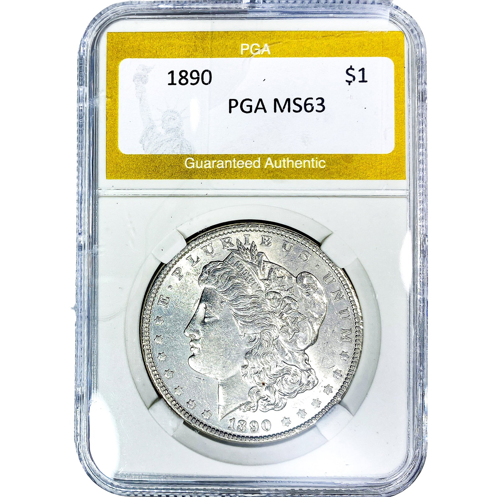 1890 Morgan Silver Dollar PGA MS63: 1890 Morgan Silver Dollar PGA MS63