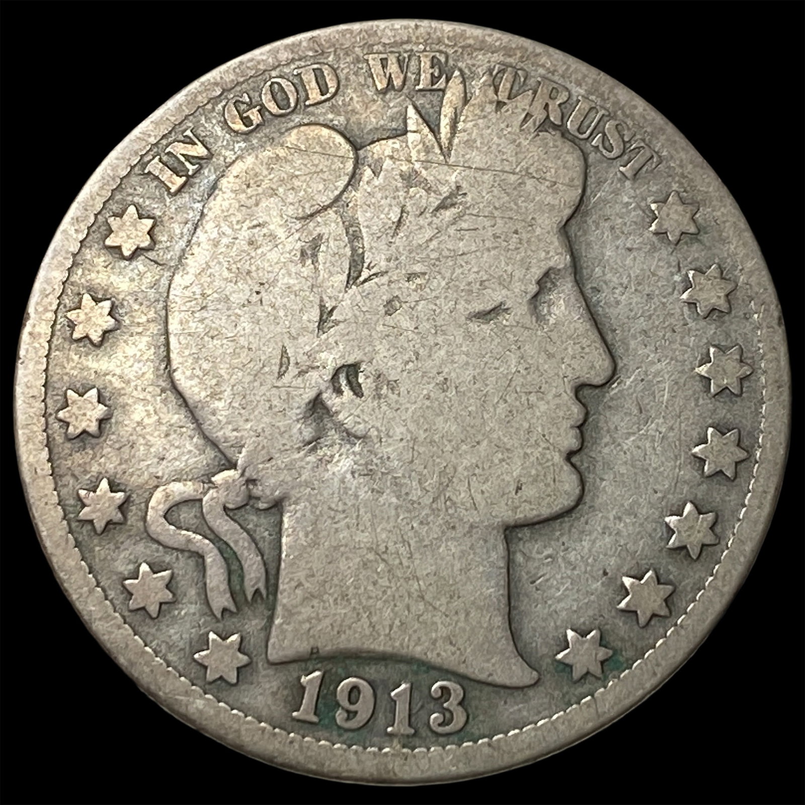 1913 Barber Half Dollar NICELY CIRCULATED: 1913 Barber Half Dollar NICELY CIRCULATED