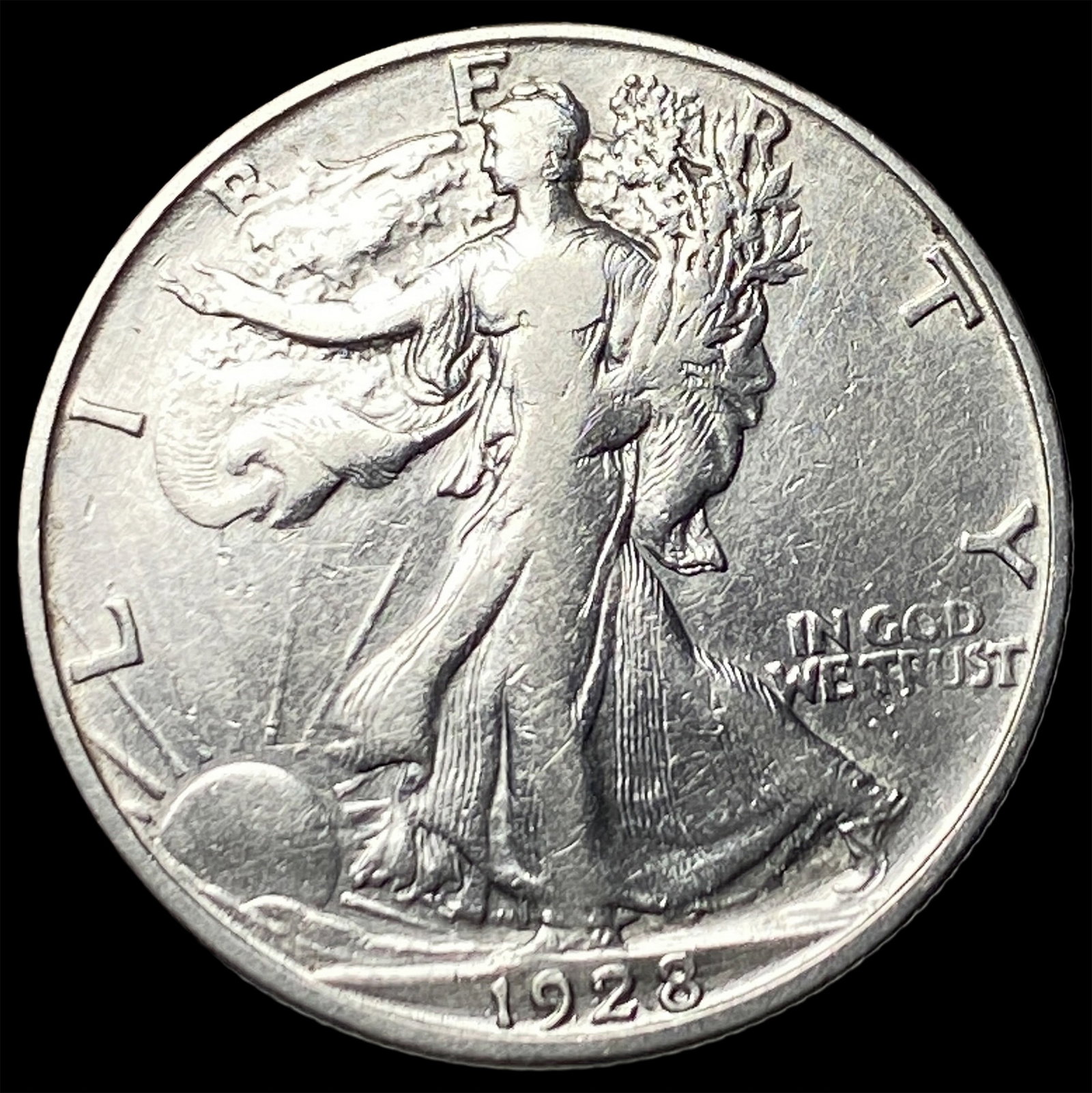 1928-S Silver Walking Liberty Half Dollar NEARLY UNCIRCULATED: 1928-S Silver Walking Liberty Half Dollar NEARLY UNCIRCULATED