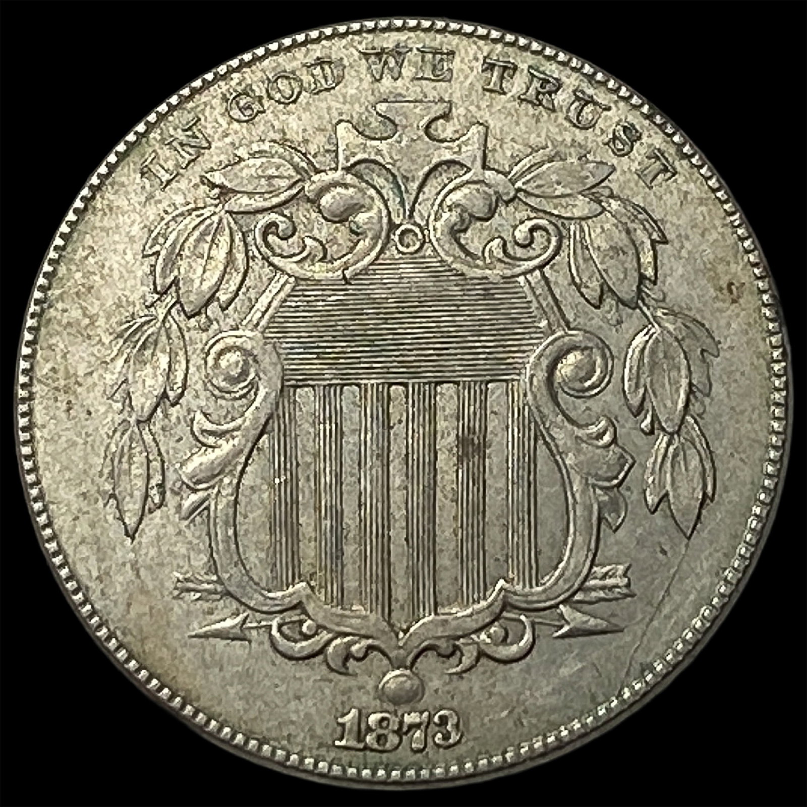 1873 Shield Nickel CLOSELY UNCIRCULATED: 1873 Shield Nickel CLOSELY UNCIRCULATED