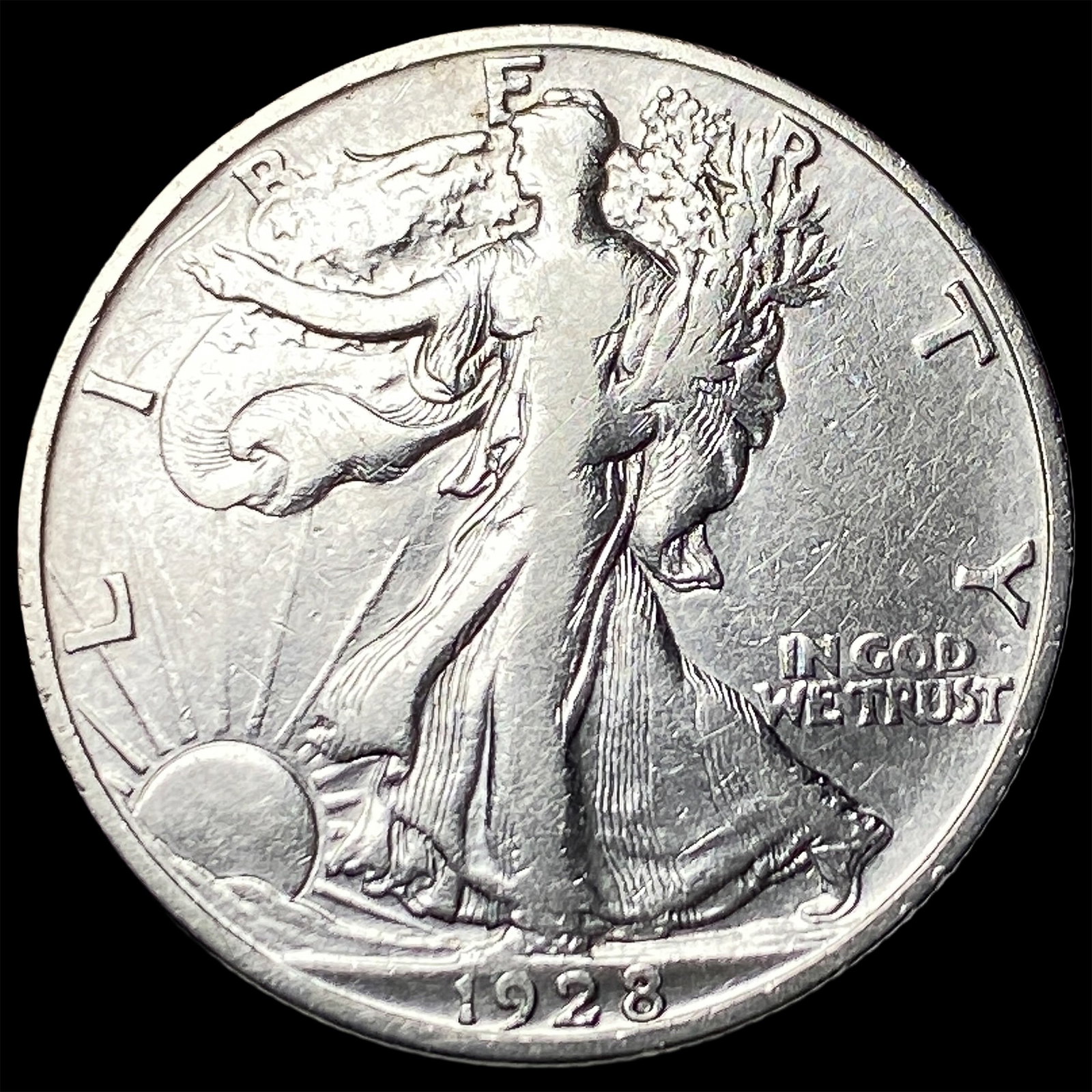 1928-S Silver Walking Liberty Half Dollar NEARLY UNCIRCULATED: 1928-S Silver Walking Liberty Half Dollar NEARLY UNCIRCULATED
