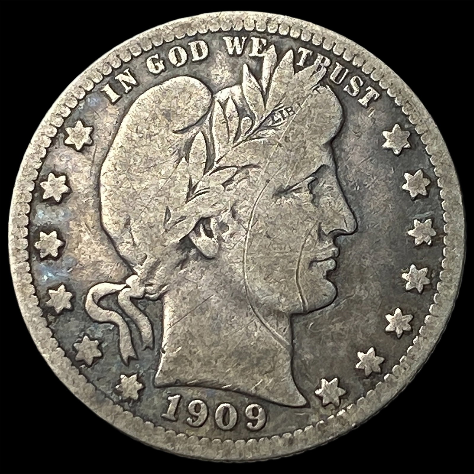 1909-O Silver Barber Quarter LIGHTLY CIRCULATED: 1909-O Silver Barber Quarter LIGHTLY CIRCULATED