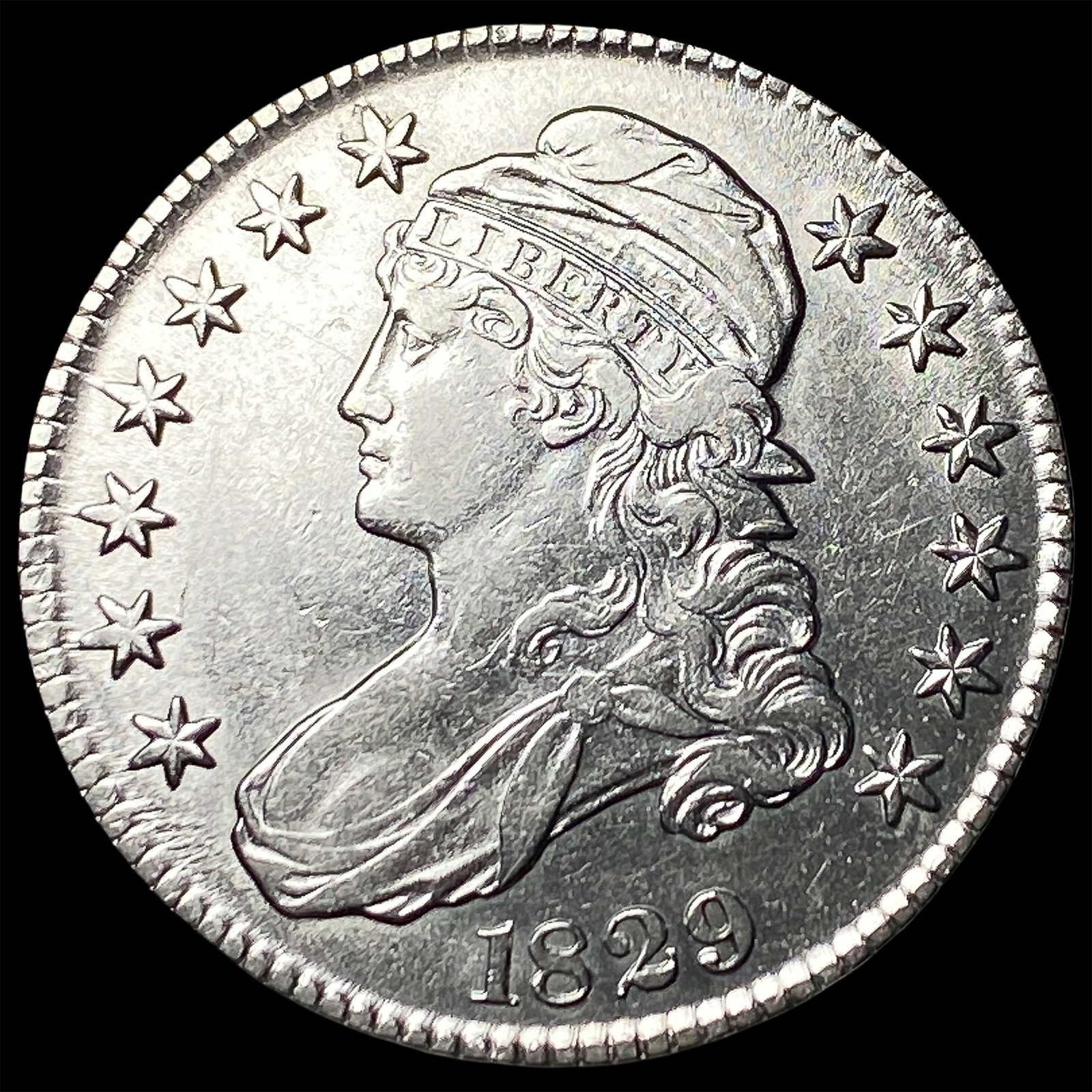 1829 Capped Bust Half Dollar CLOSELY UNCIRCULATED: 1829 Capped Bust Half Dollar CLOSELY UNCIRCULATED